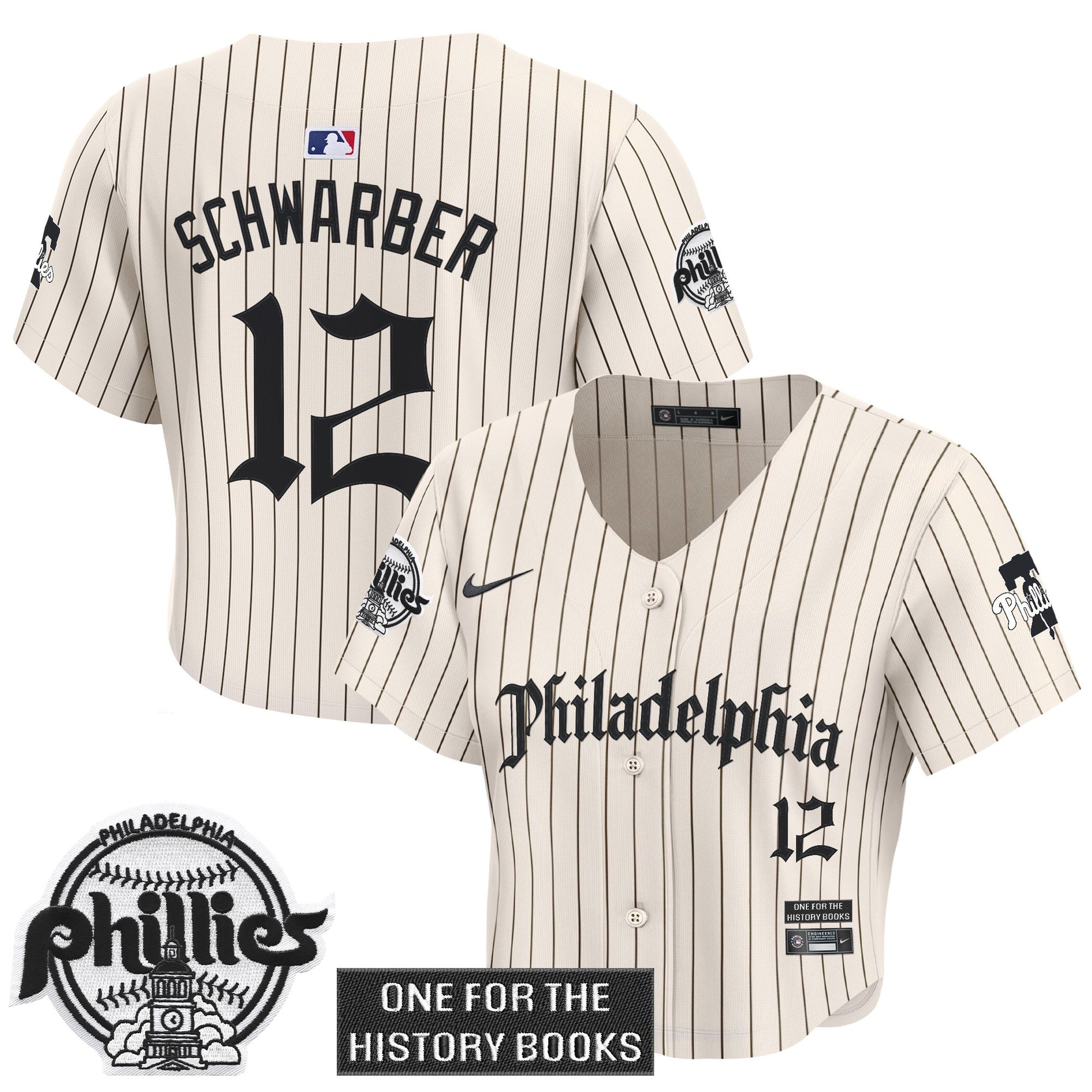 Women's Phillies 'Retro Newspaper Edition' Crop Top Baseball Jersey - All Stitched