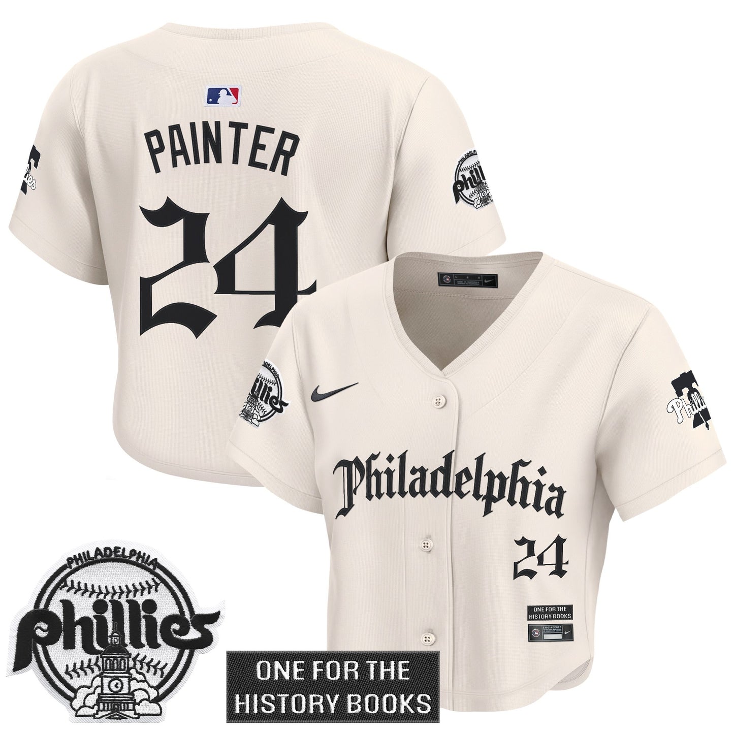 Women's Phillies 'Retro Newspaper Edition' Crop Top Baseball Jersey - All Stitched