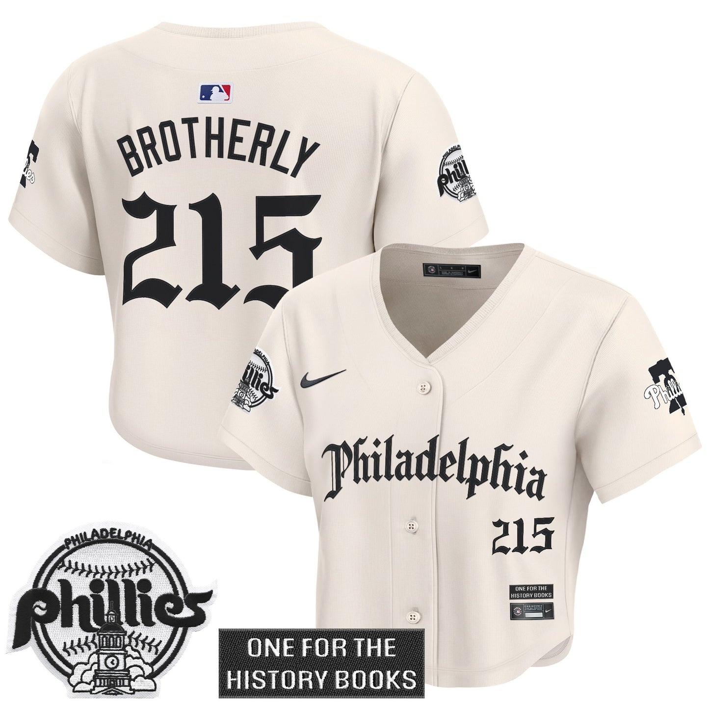 Women's Phillies 'Retro Newspaper Edition' Crop Top Baseball Jersey - All Stitched