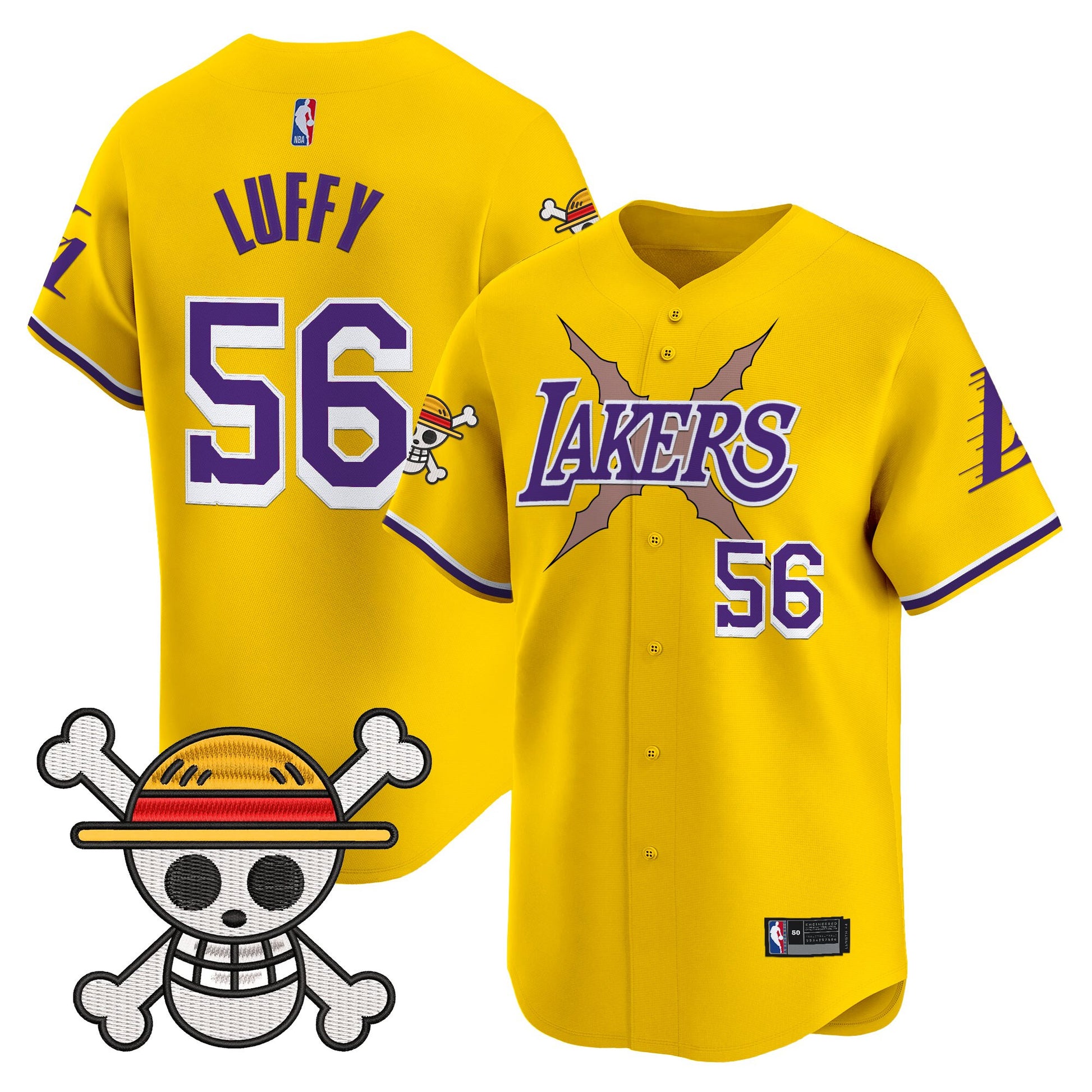 Men's Los Angeles Lakers x One Piece Vapor Baseball Jersey - Stitched