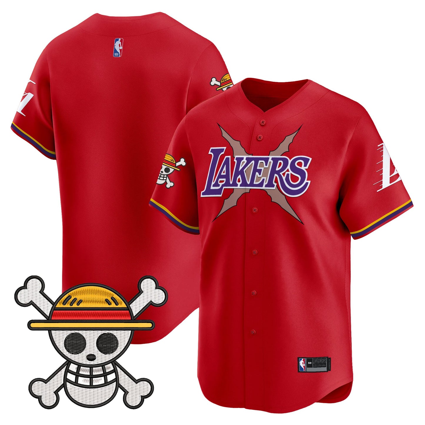 Men's Los Angeles Lakers x One Piece Vapor Baseball Jersey - Stitched