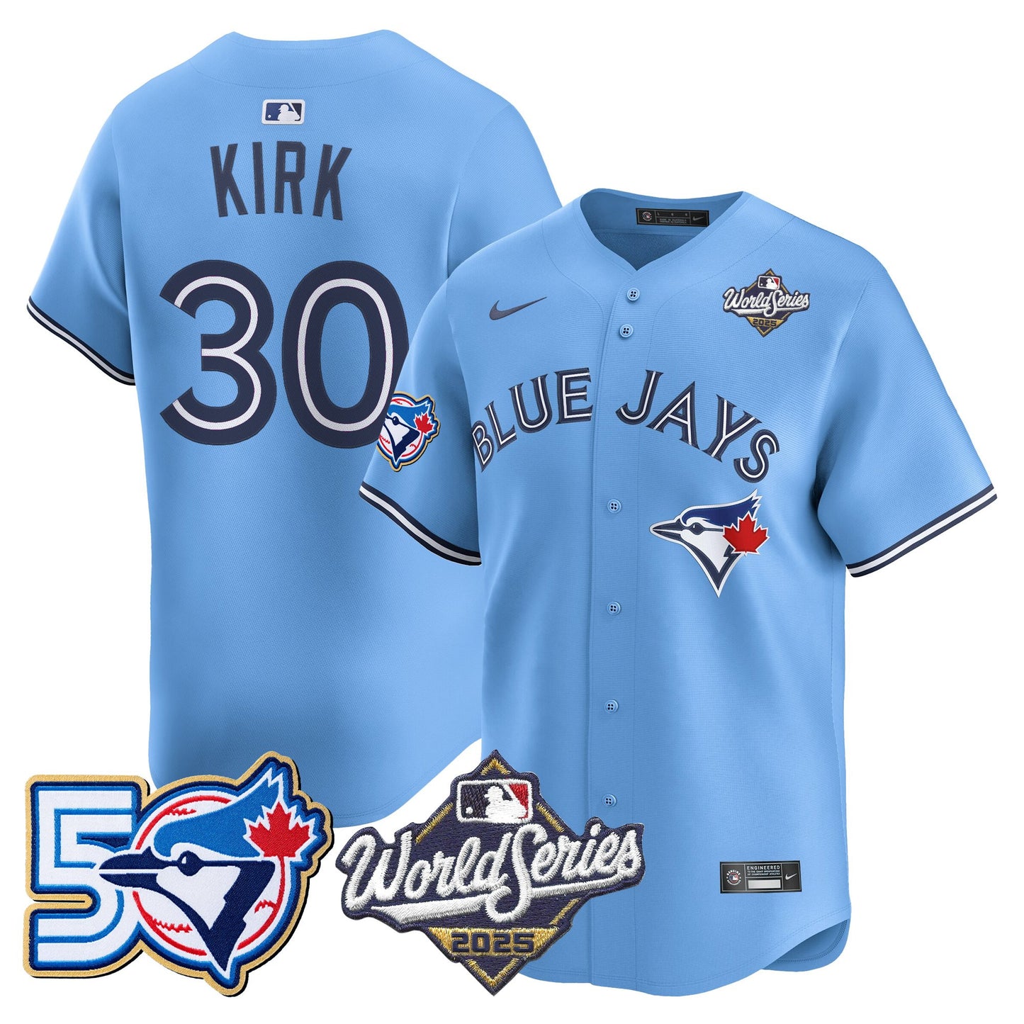 Men's Toronto Blue Jays 2025 World Series Vapor Premier Limited Jersey - 50 Seasons Patch - All Stitched