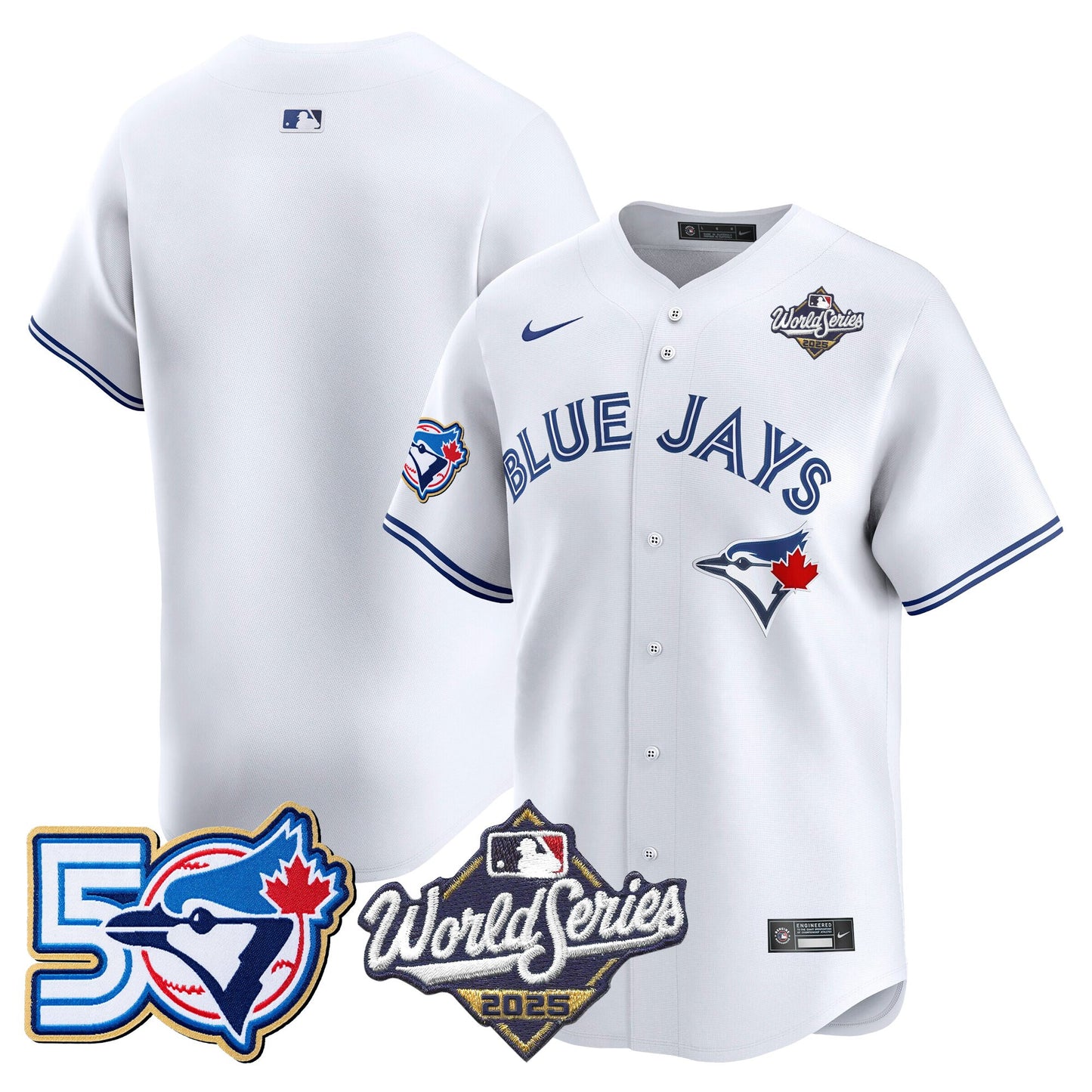 Men's Toronto Blue Jays 2025 World Series Vapor Premier Limited Jersey - 50 Seasons Patch - All Stitched