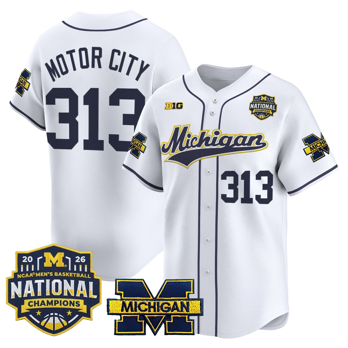 Men's Michigan Wolverines 2026 National Champions Patch Vapor Baseball Jersey - All Stitched