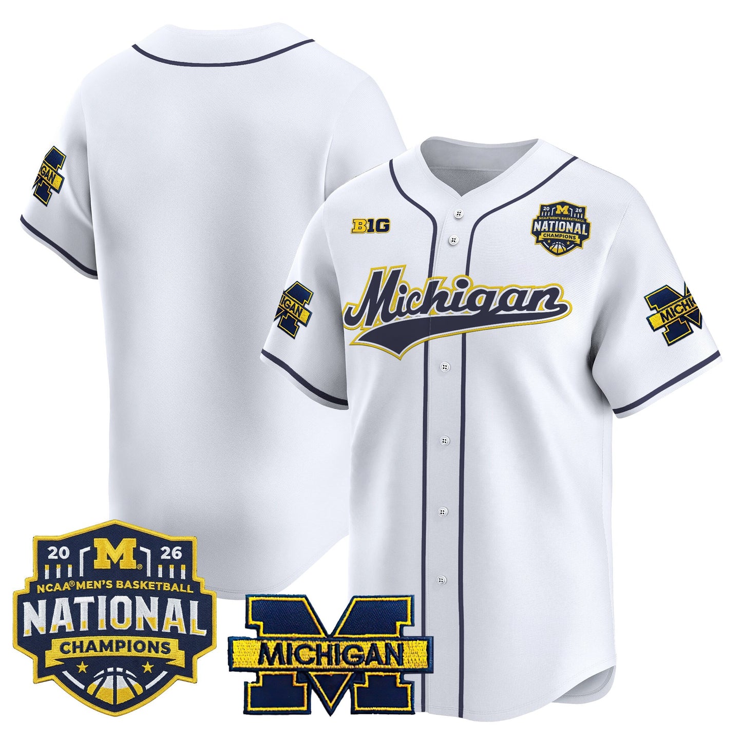 Men's Michigan Wolverines 2026 National Champions Patch Vapor Baseball Jersey - All Stitched
