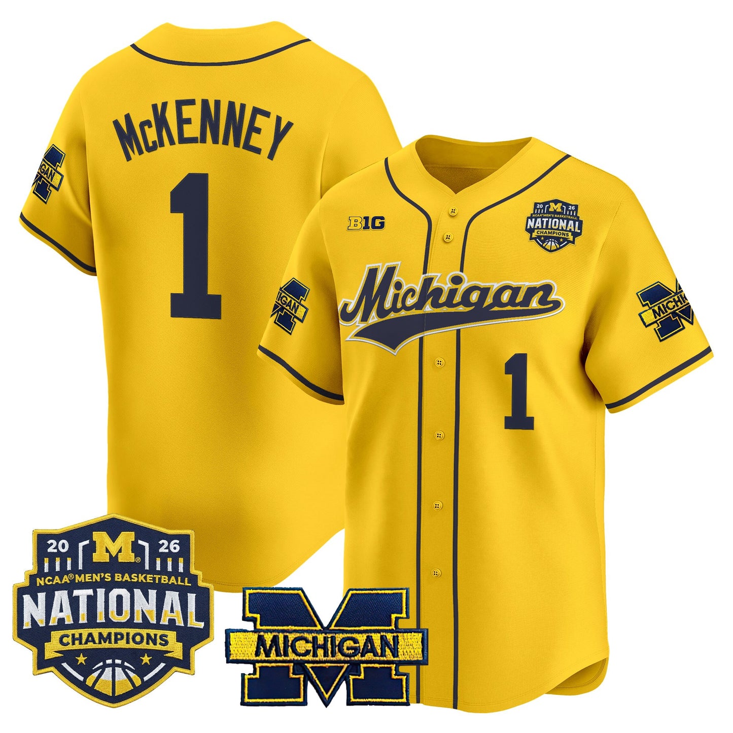Men's Michigan Wolverines 2026 National Champions Patch Vapor Baseball Jersey - All Stitched