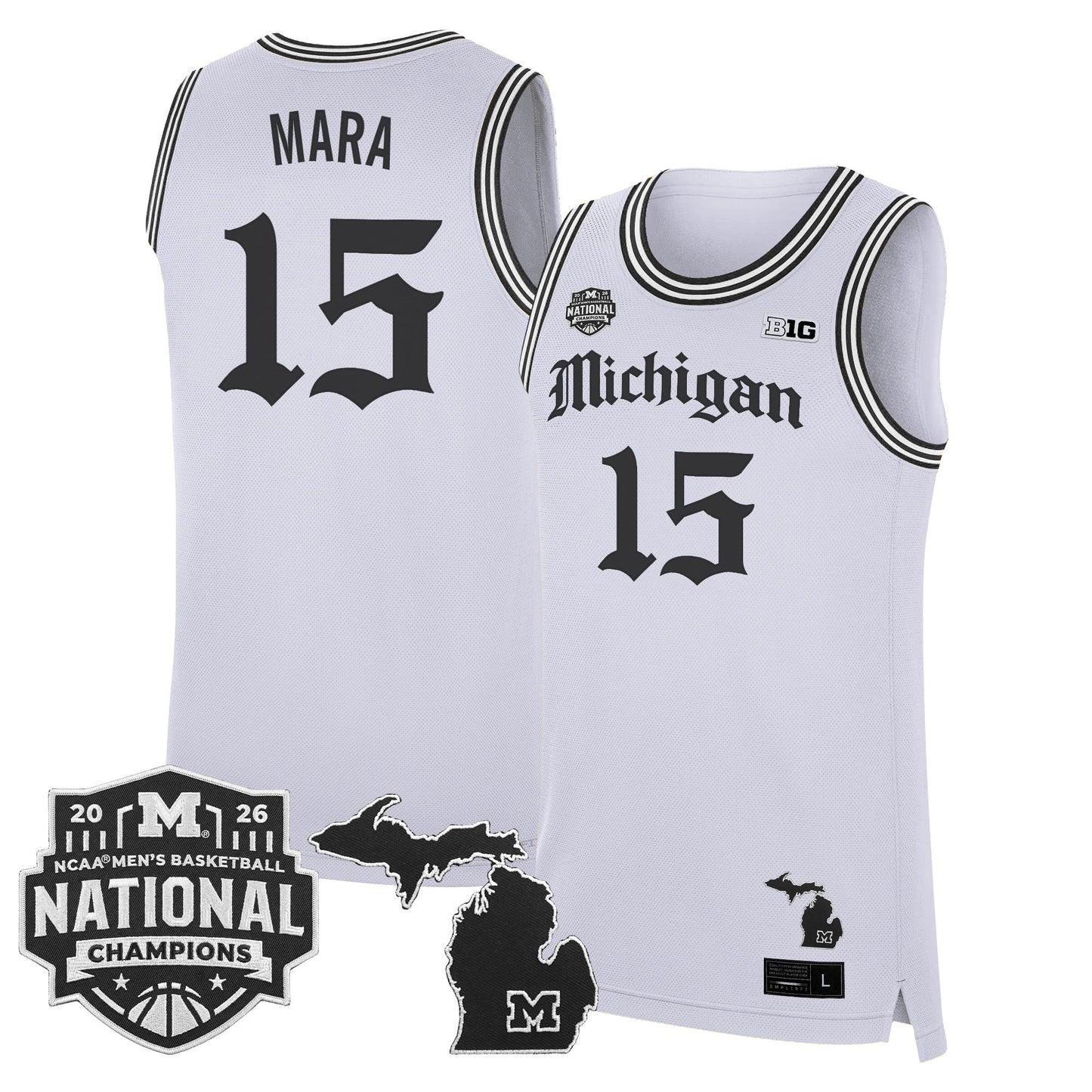 Men's Michigan Wolverines 2026 National Champions Patch Basketball Jersey - Gothic Edition - All Stitched