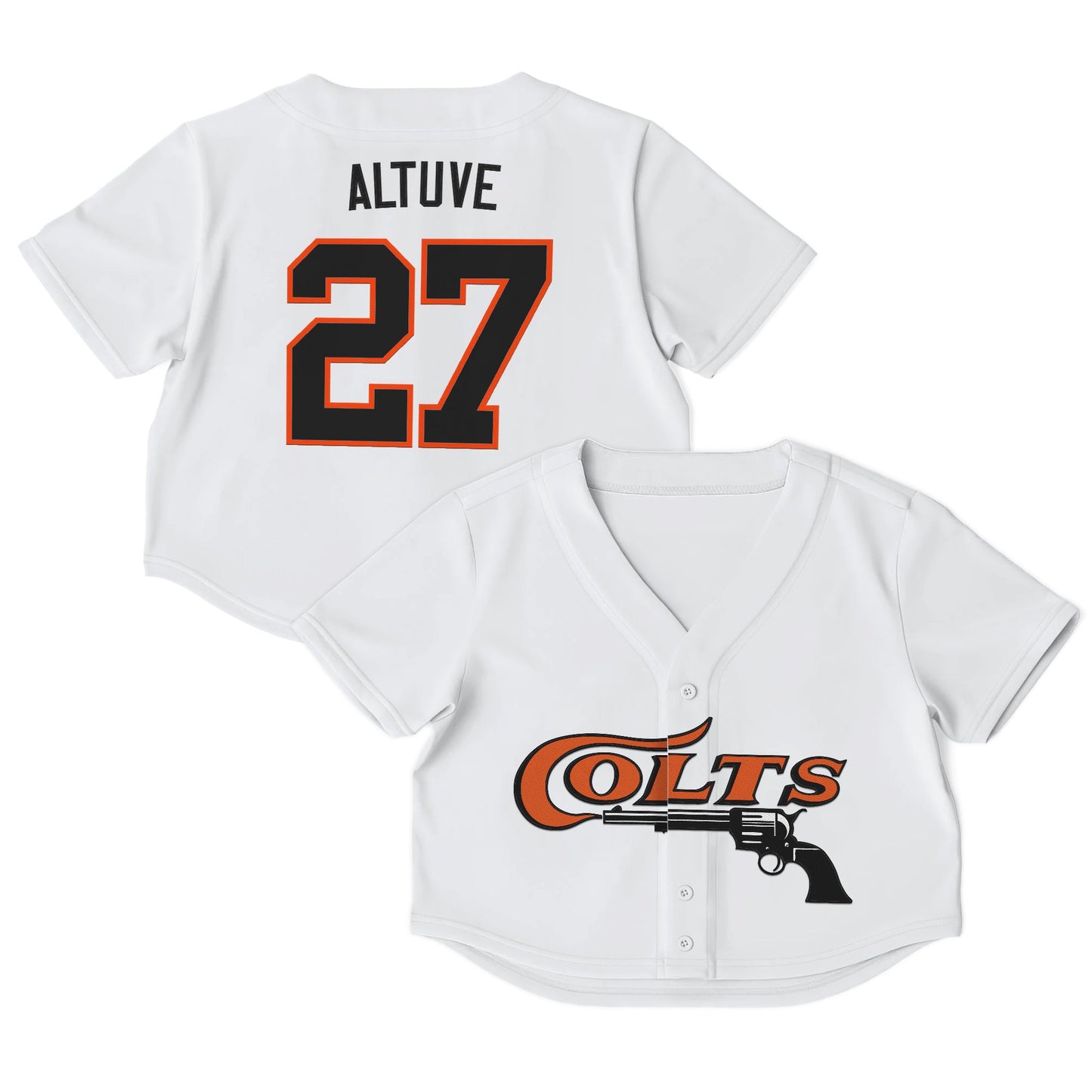 Women's Houston Astros Throwback Crop Top Baseball Jersey - All Stitched