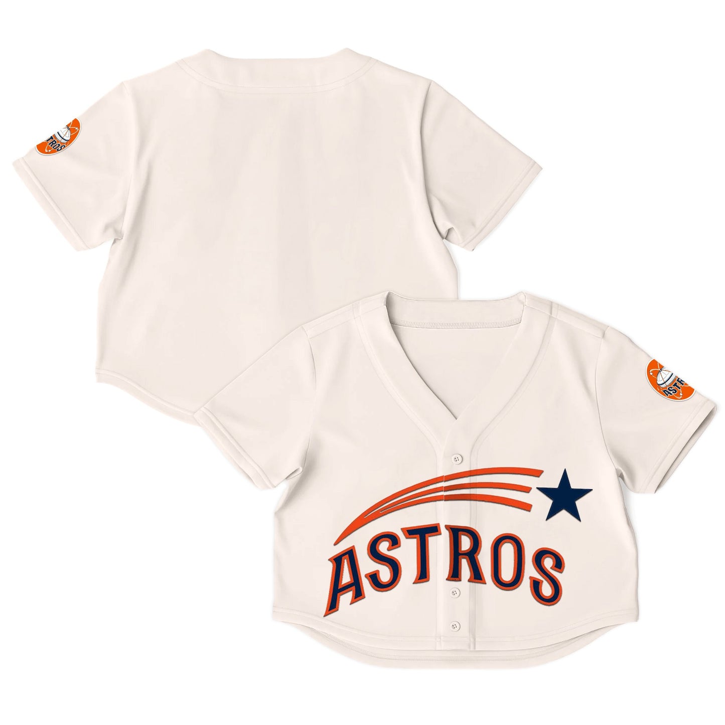 Women's Houston Astros Throwback Crop Top Baseball Jersey - All Stitched