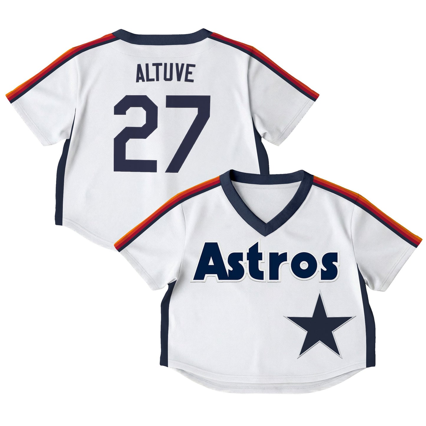 Women's Houston Astros Throwback Crop Top Baseball Jersey - All Stitched