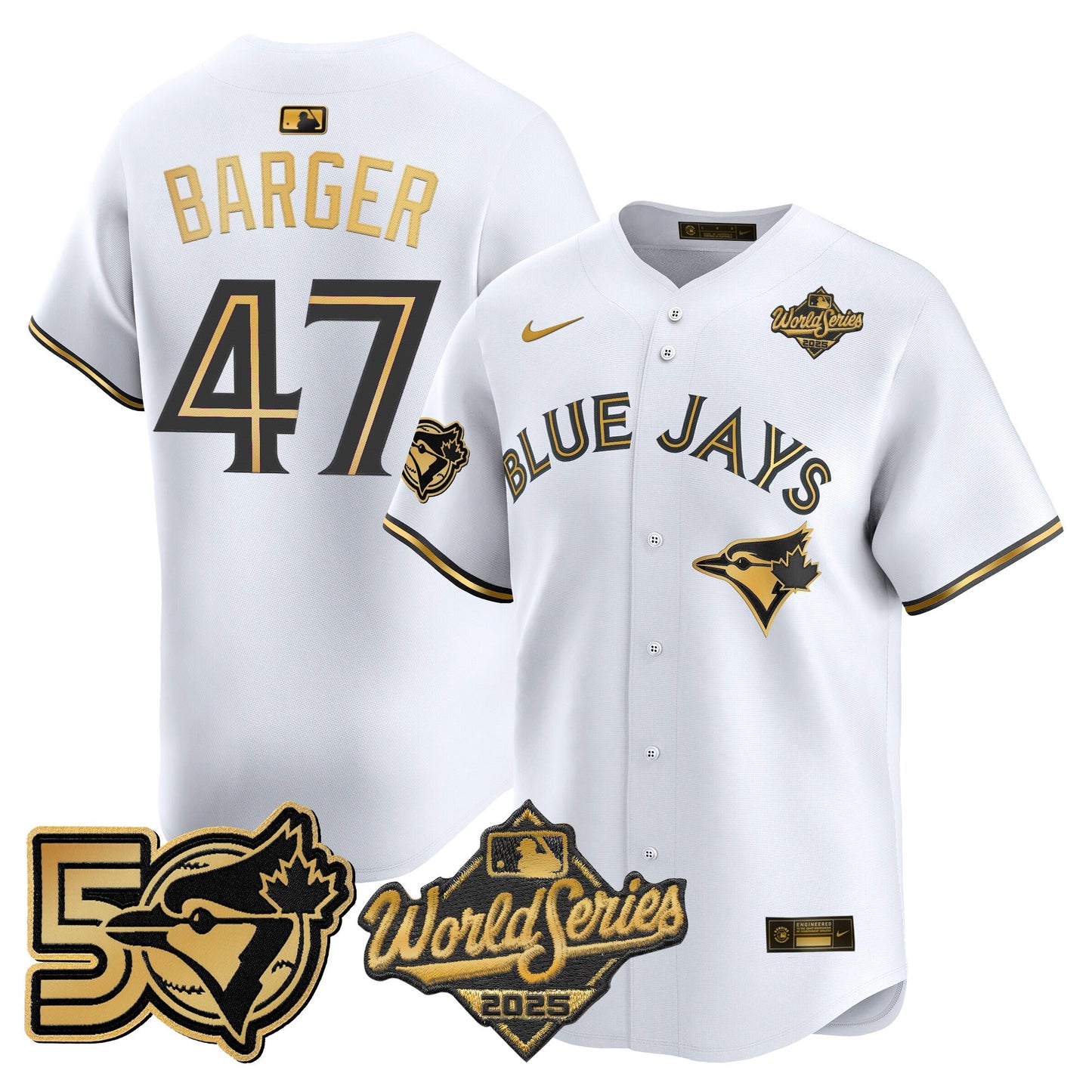 Men's Toronto Blue Jays 2025 World Series Vapor Premier Limited Jersey - 50 Seasons Patch - All Stitched