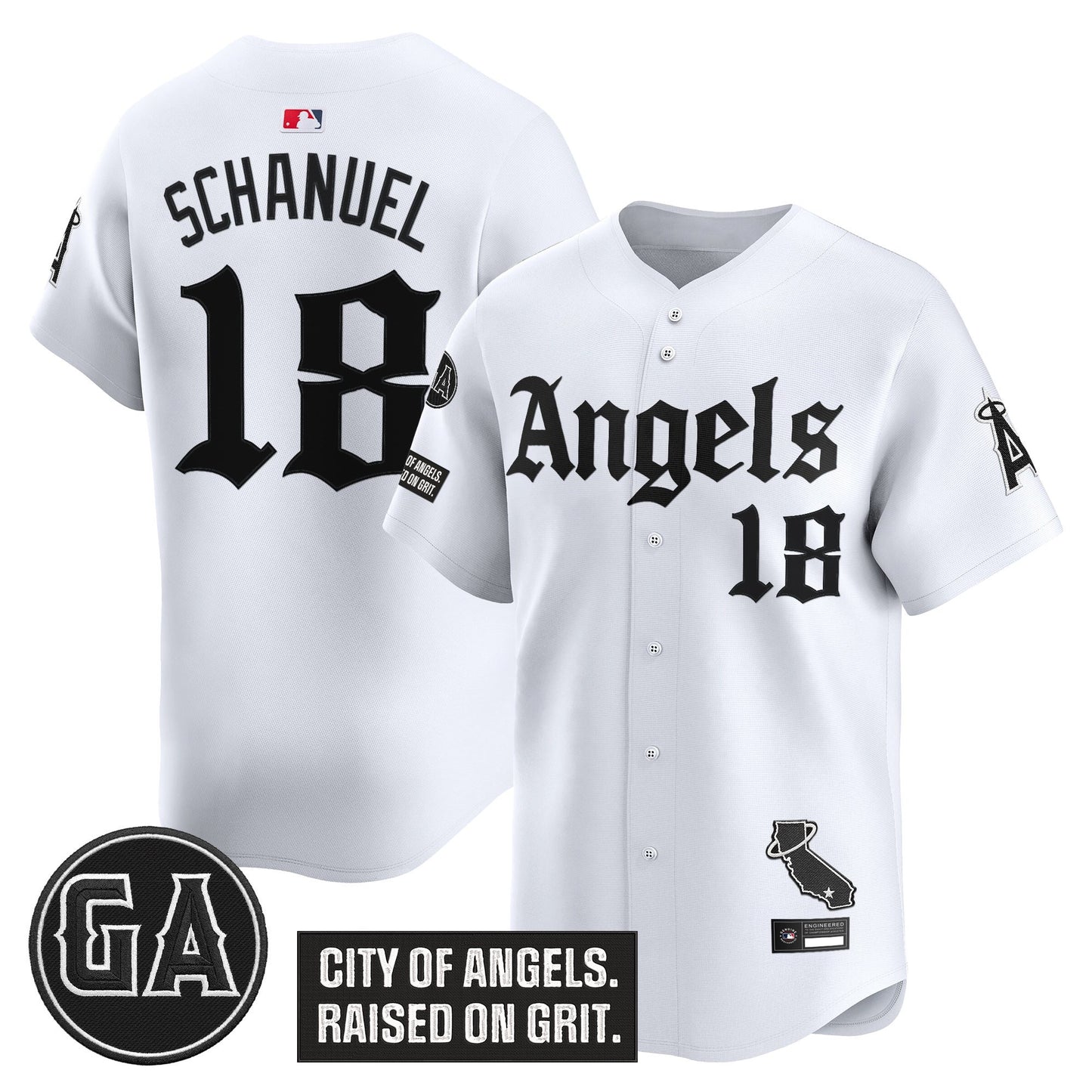 Men's Los Angeles Angels 'Garret Anderson Tribute Patch' Vapor Premier Limited Jersey - Gothic Edition - All Stitched