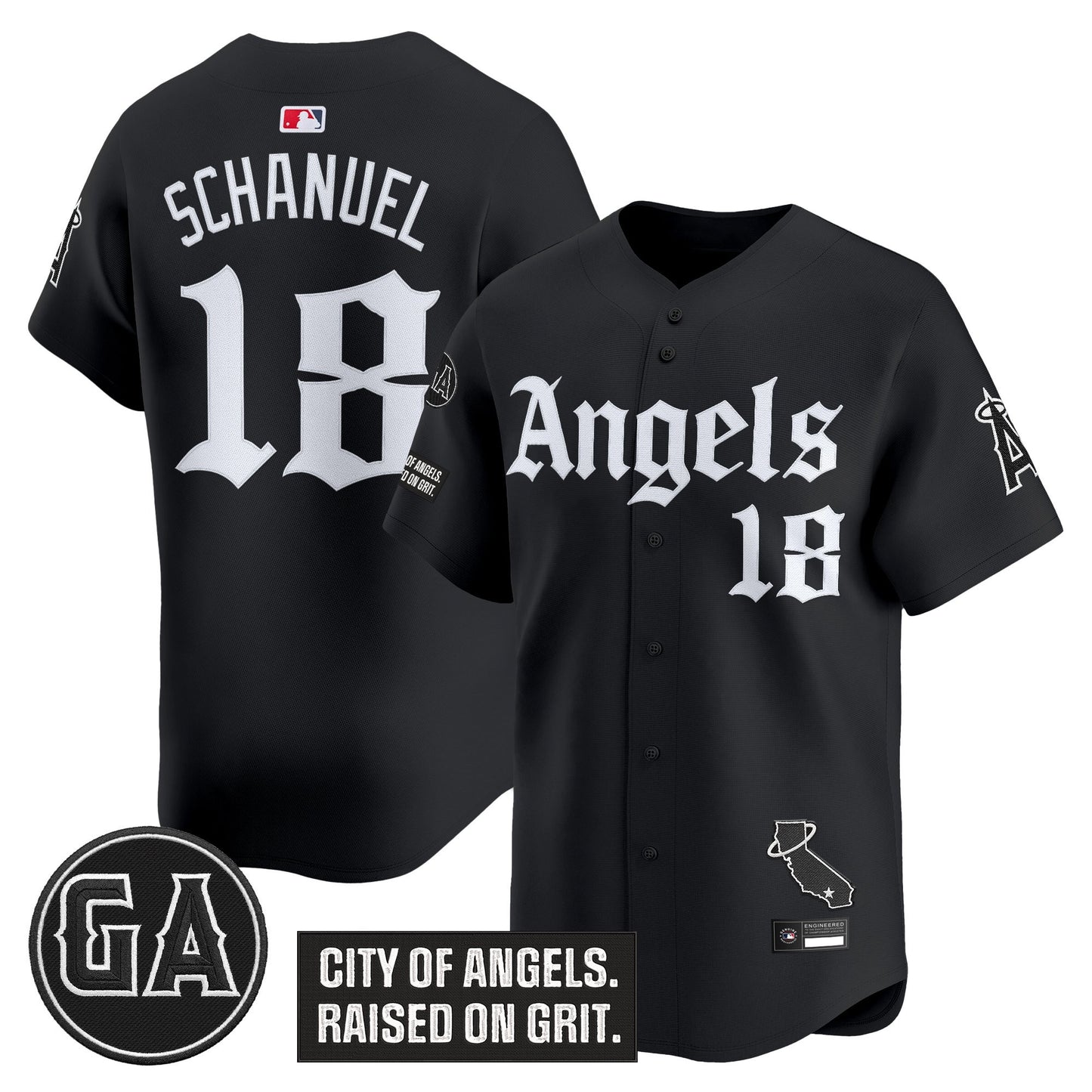 Men's Los Angeles Angels 'Garret Anderson Tribute Patch' Vapor Premier Limited Jersey - Gothic Edition - All Stitched