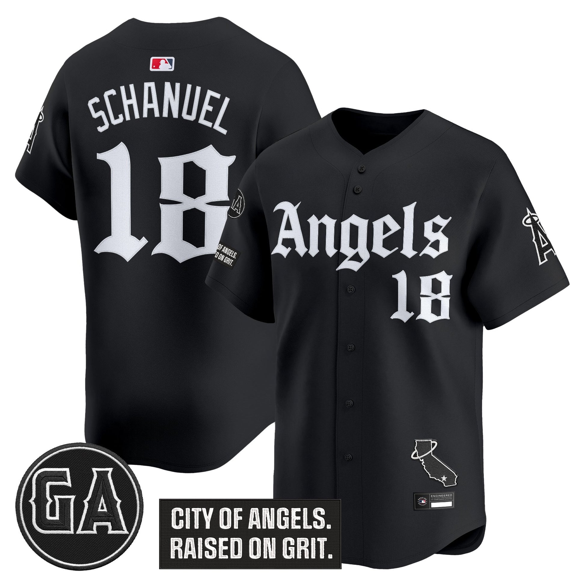 Men's Los Angeles Angels 'Garret Anderson Tribute Patch' Vapor Premier Limited Jersey - Gothic Edition - All Stitched
