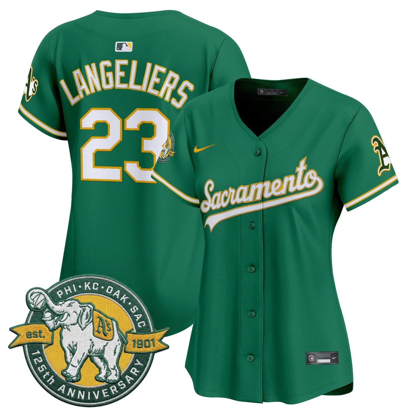 Women's Athletics 'Sacramento Edition' Vapor Premier Limited Jersey - 125th Anniversary Patch - All Stitched
