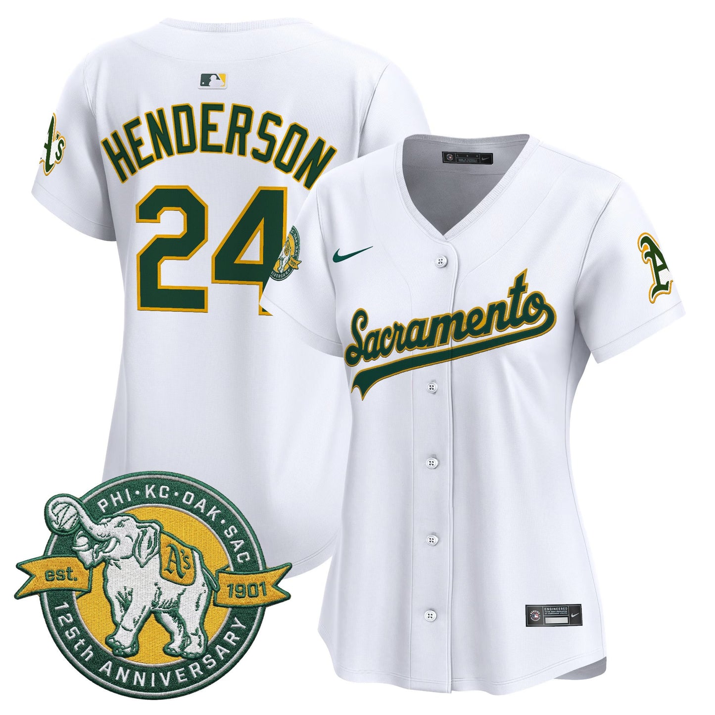 Women's Athletics 'Sacramento Edition' Vapor Premier Limited Jersey - 125th Anniversary Patch - All Stitched
