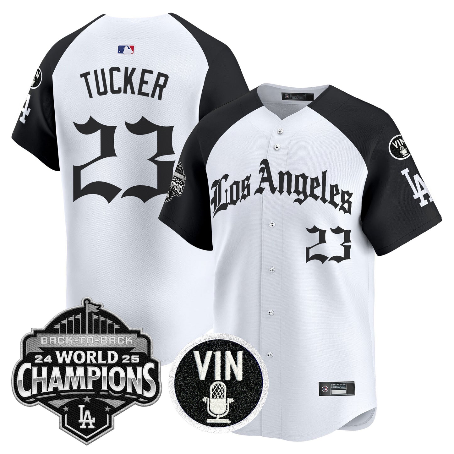 Men's Dodgers 2025 Back-To-Back Champions Vapor Premier Limited Jersey - LA Gothic Edition - All Stitched