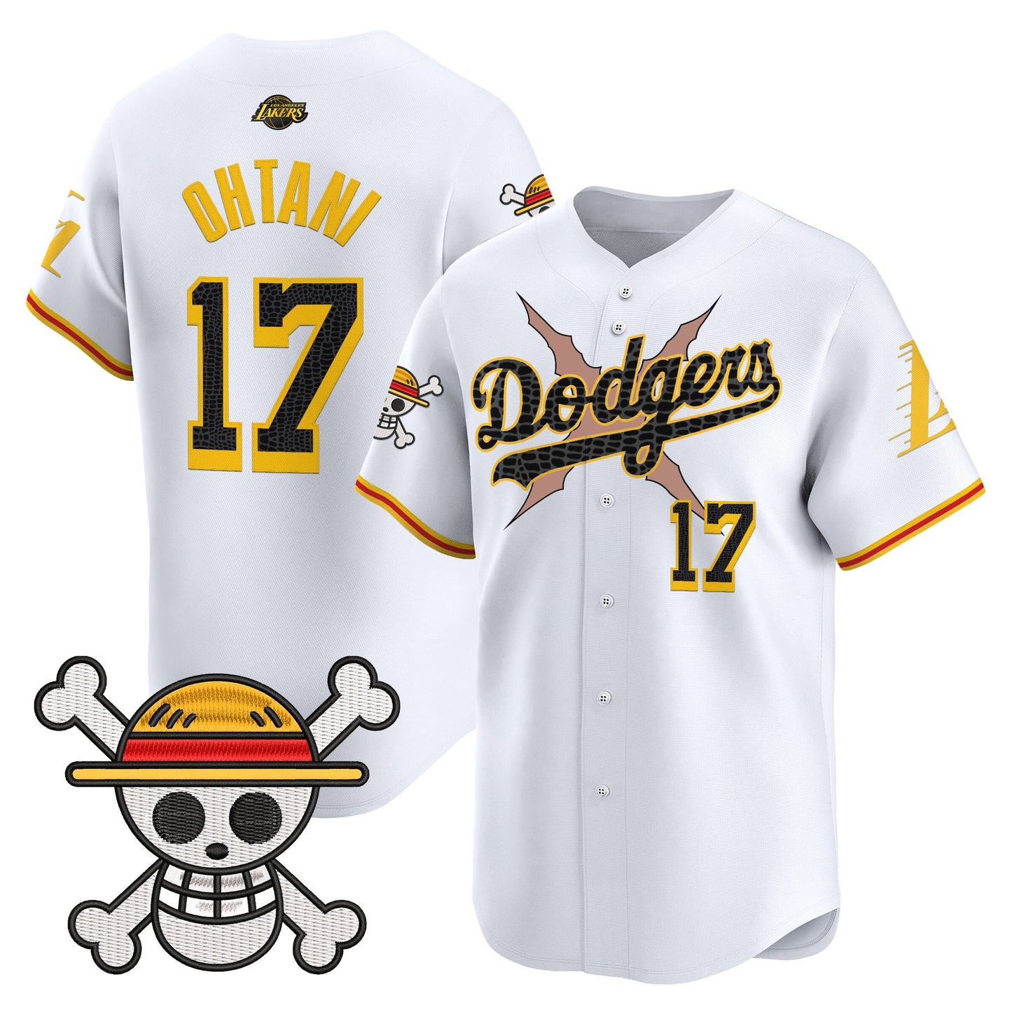 Men's Los Angeles Dodgers x One Piece x Mamba Vapor Premier Limited Jersey - Stitched