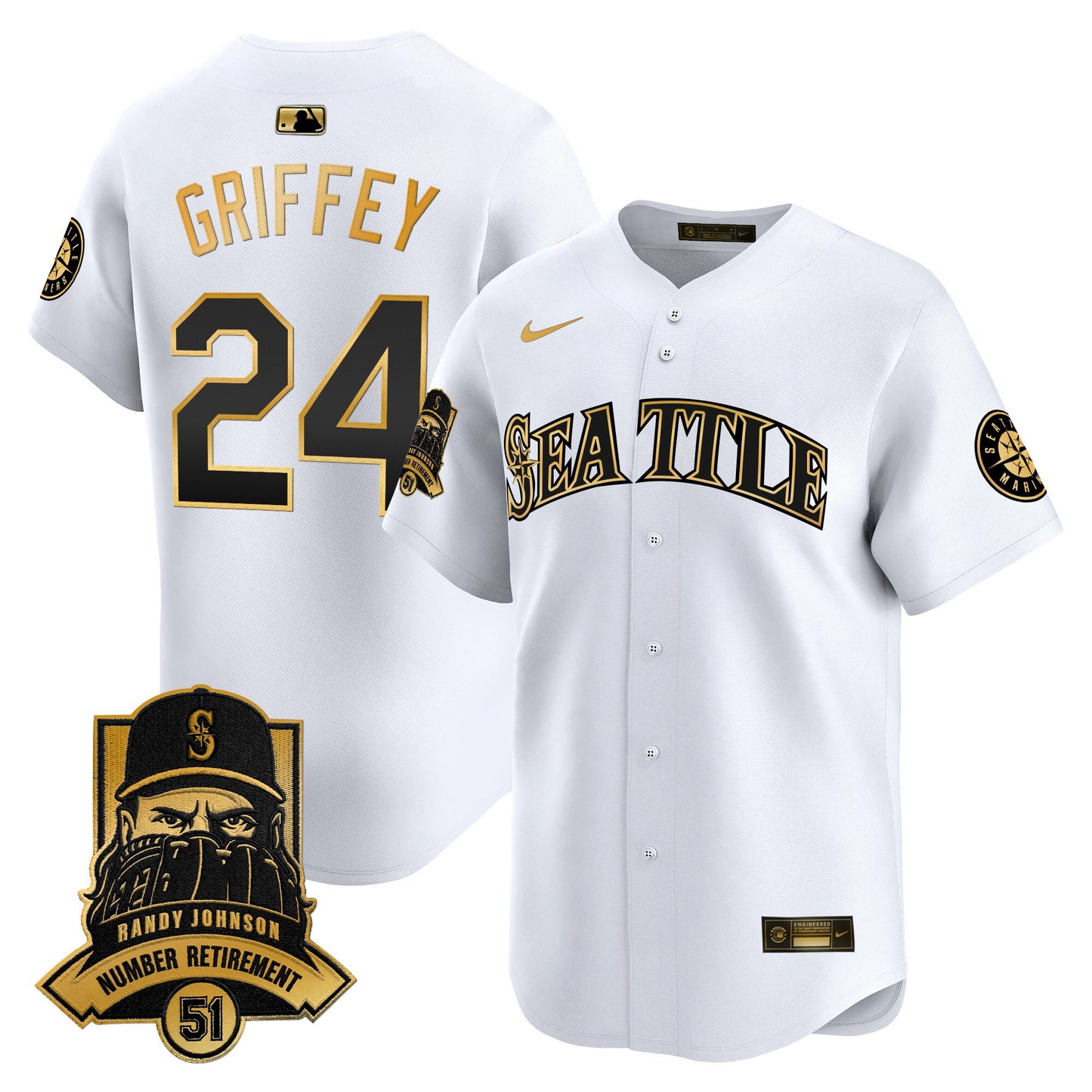 Men's Seattle Mariners Hall-of-Famer Randy Johnson Patch Vapor Premier Limited Jersey - All Stitched