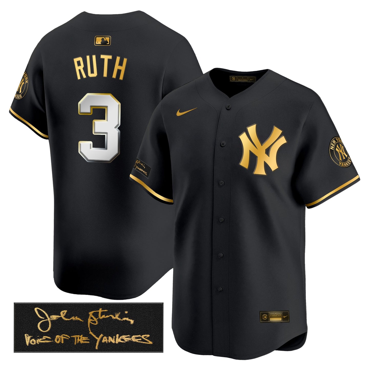 Men's Yankees John Sterling "The Voice of the Yankees" Tribute Patch Vapor Premier Limited Jersey - All Stitched