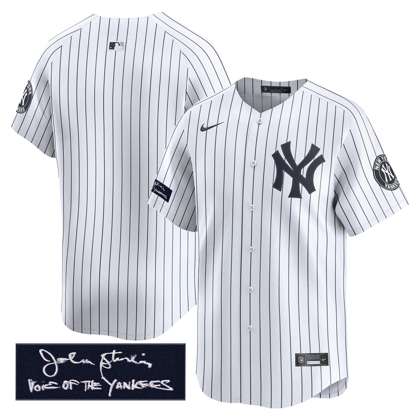 Men's Yankees John Sterling "The Voice of the Yankees" Tribute Patch Vapor Premier Limited Jersey - All Stitched