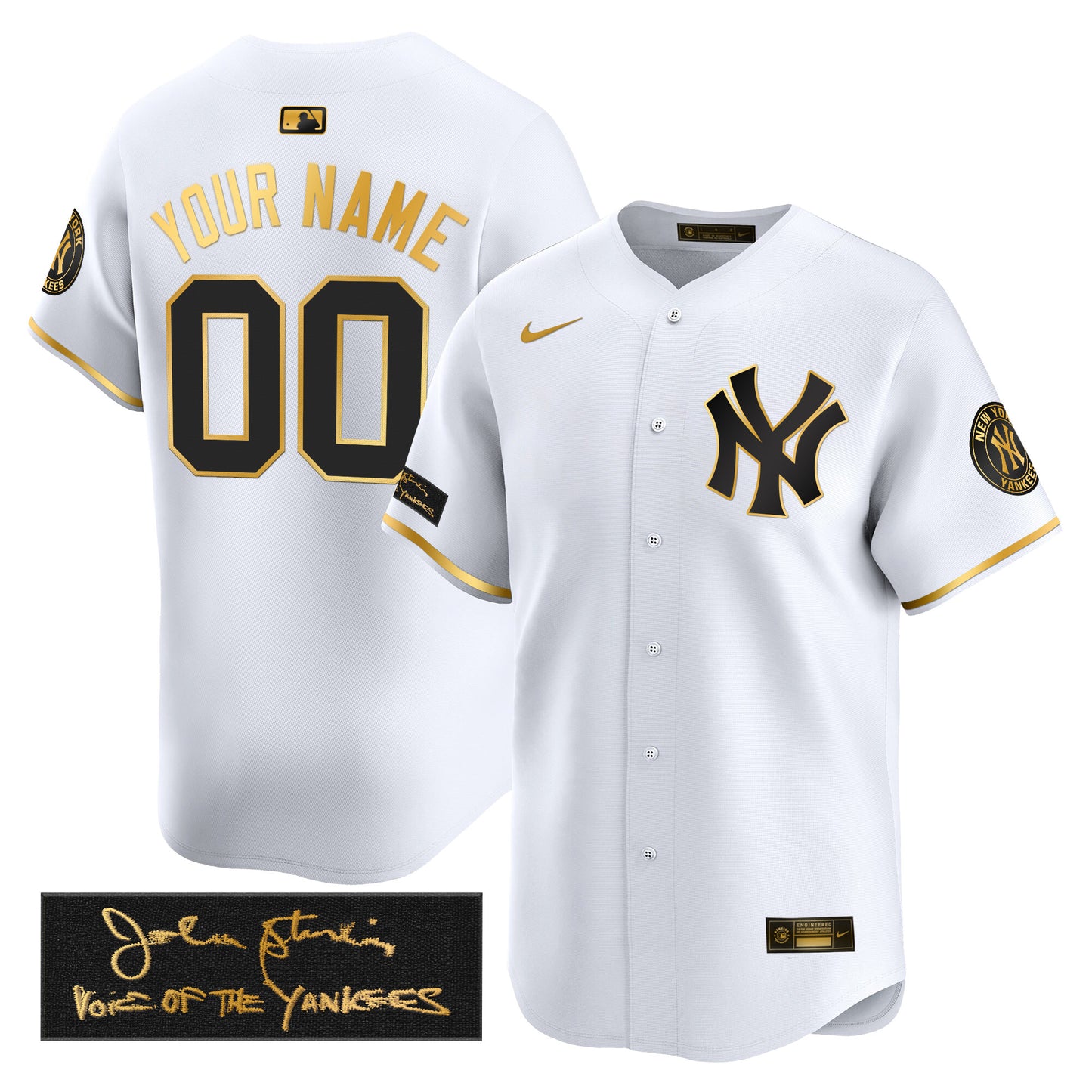 Yankees John Sterling "The Voice of the Yankees" Tribute Patch Vapor Premier Limited Custom Jersey - All Stitched