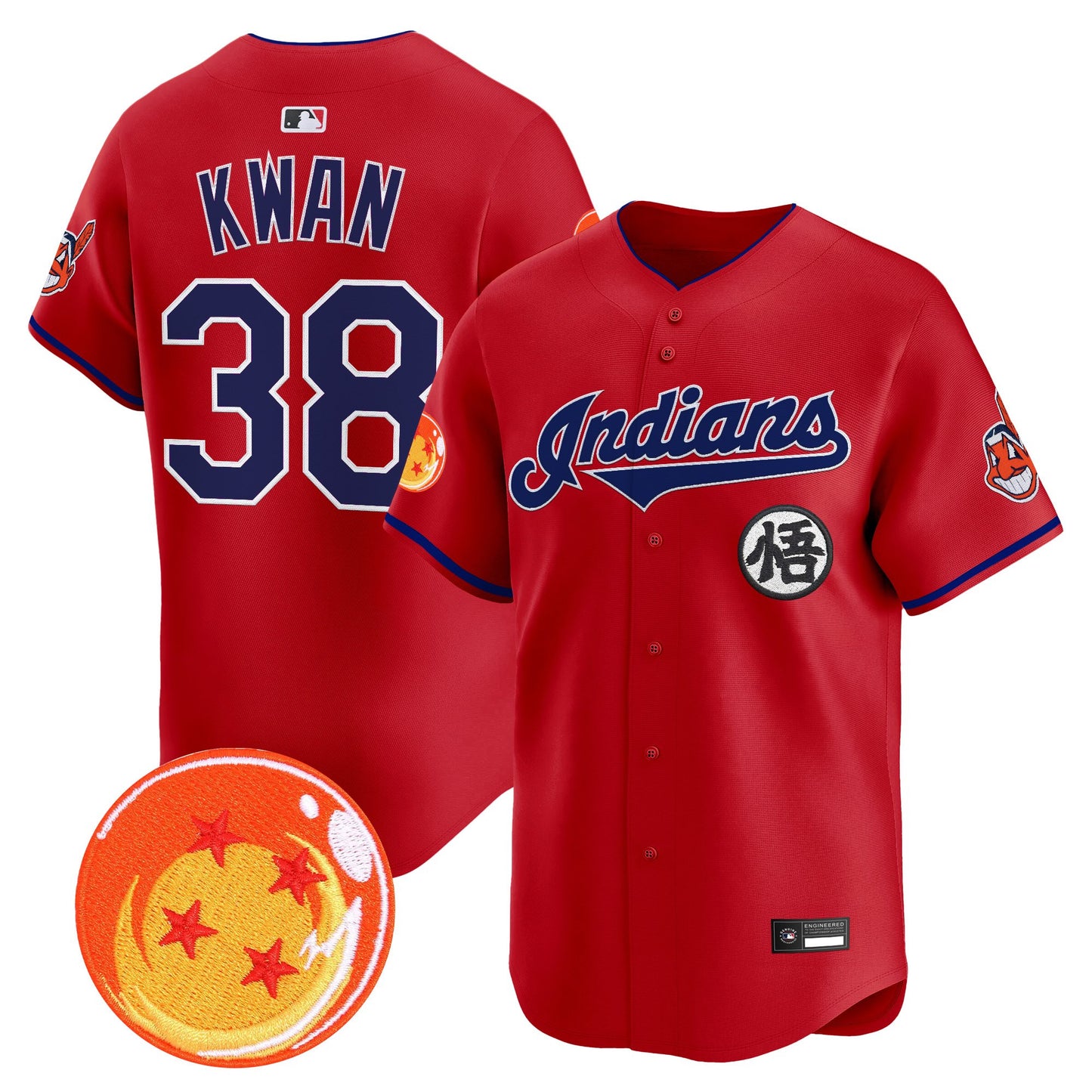 Men's Cleveland Indians x Dragon Ball Vapor Premier Limited Jersey - All Stitched