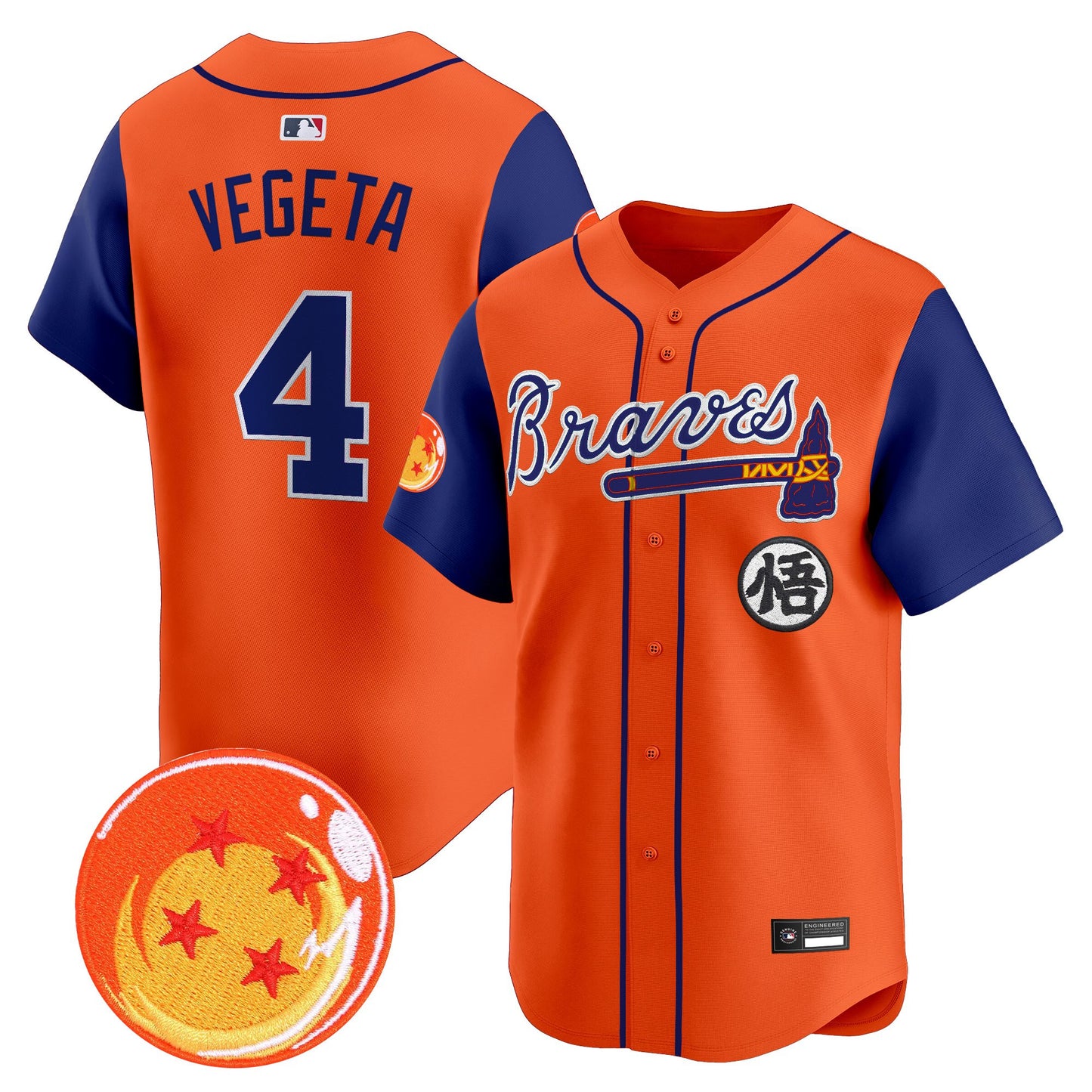Men's Atlanta Braves x Dragon Ball Vapor Premier Limited Jersey - All Stitched