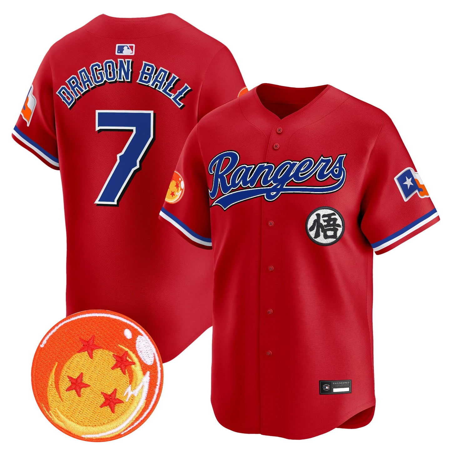 Men's Texas Rangers x Dragon Ball Vapor Premier Limited Jersey - All Stitched
