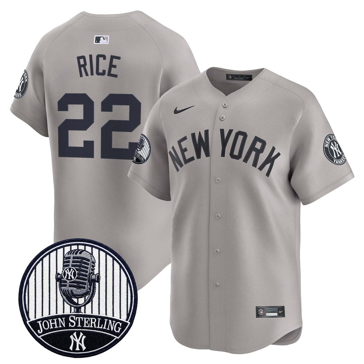 Men's Yankees John Sterling "The Voice of the Yankees" Tribute Patch Vapor Premier Limited Jersey V2 - All Stitched