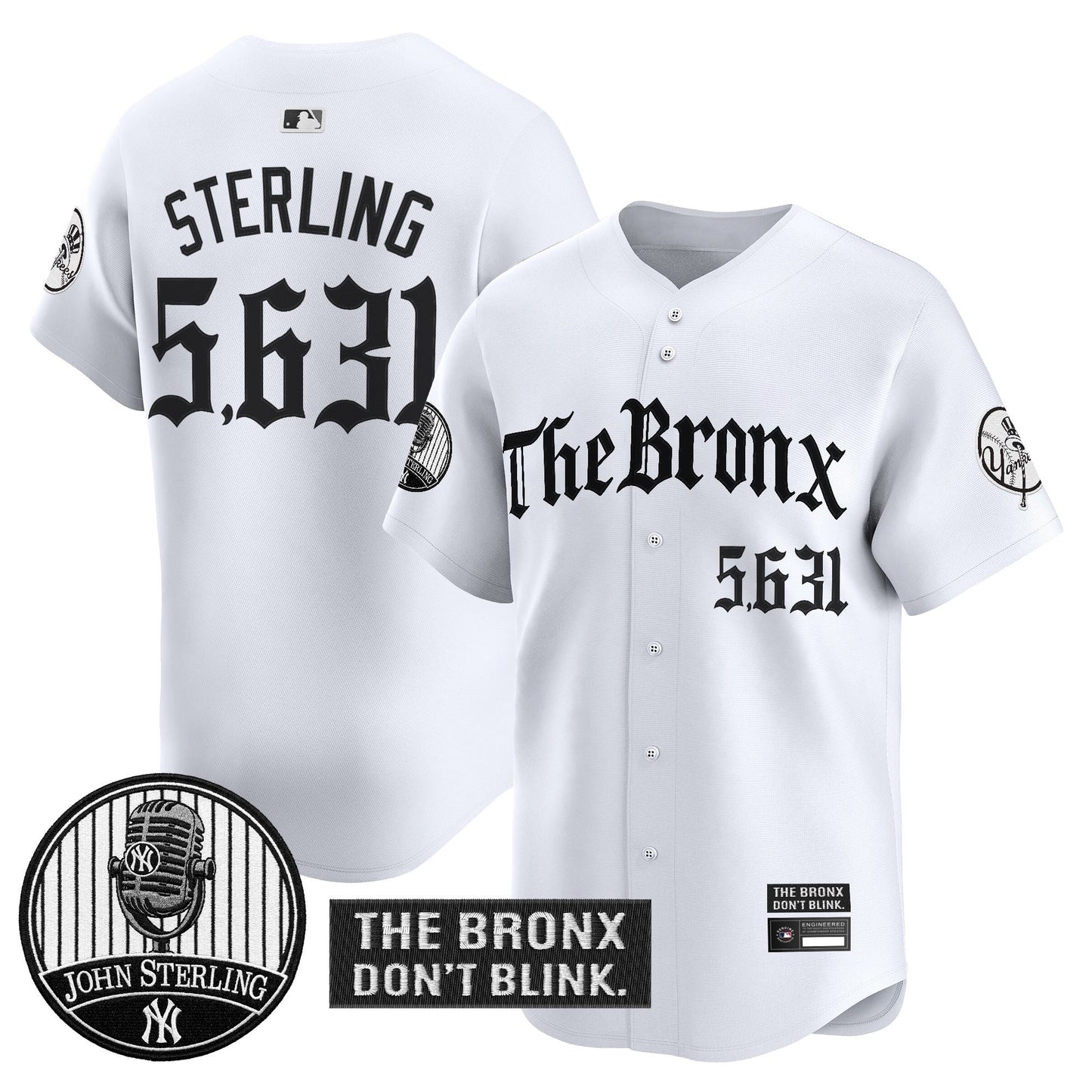 Men's Yankees "The Bronx Gothic" Vapor Premier Limited Jersey - John Sterling Patch - All Stitched