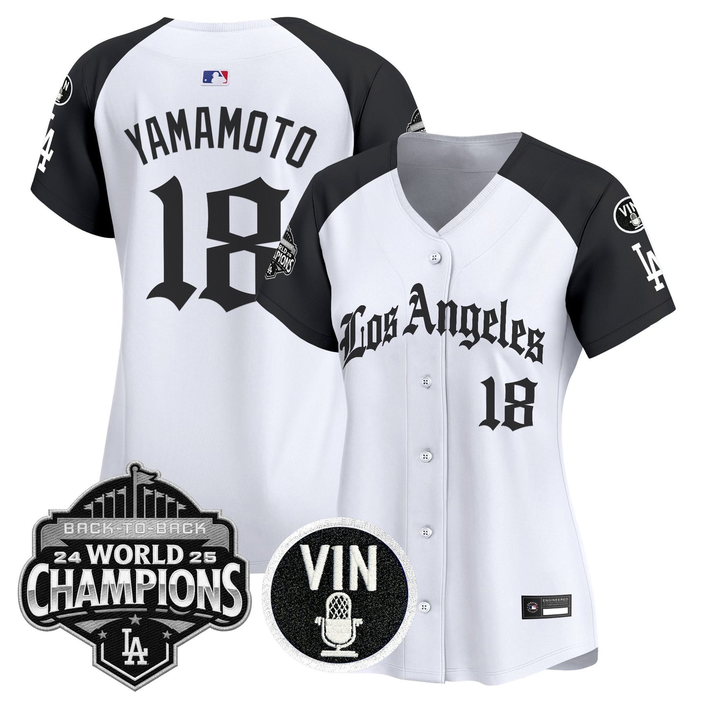 Women's Dodgers 2025 Back-To-Back Champions Vapor Premier Limited Jersey - LA Gothic Edition - All Stitched