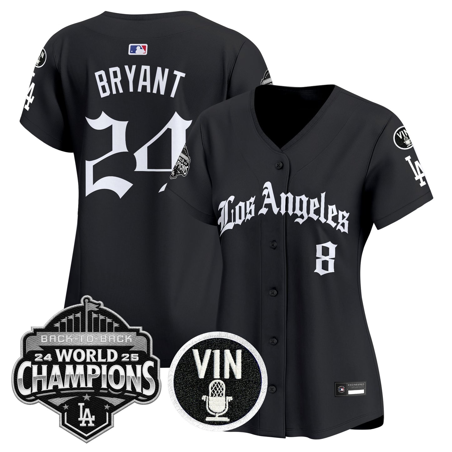 Women's Dodgers 2025 Back-To-Back Champions Vapor Premier Limited Jersey - LA Gothic Edition - All Stitched