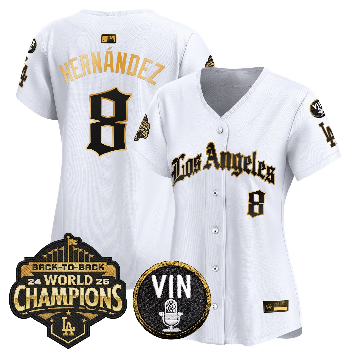 Women's Dodgers 2025 Back-To-Back Champions Vapor Premier Limited Jersey - LA Gothic Edition - All Stitched