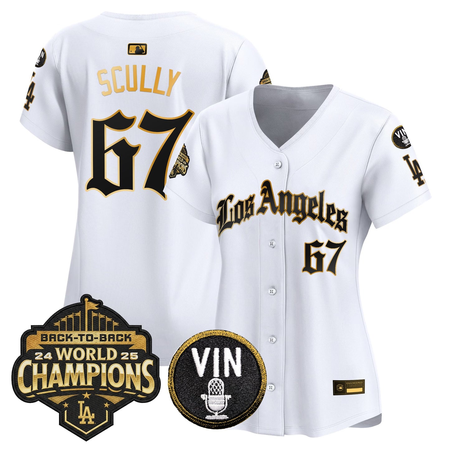 Women's Dodgers 2025 Back-To-Back Champions Vapor Premier Limited Jersey - LA Gothic Edition - All Stitched