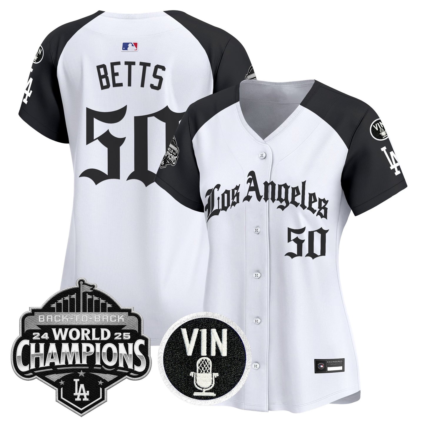 Women's Dodgers 2025 Back-To-Back Champions Vapor Premier Limited Jersey - LA Gothic Edition - All Stitched