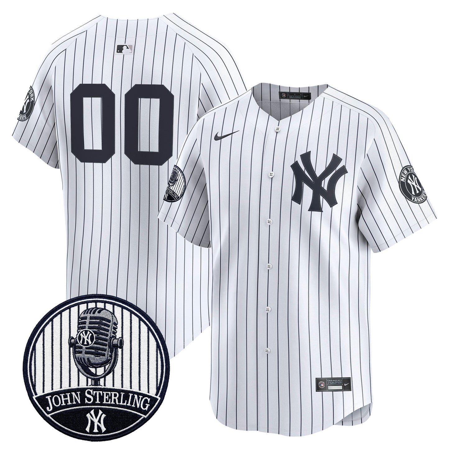 Yankees John Sterling "The Voice of the Yankees" Tribute Patch Vapor Premier Limited Custom Jersey V3 - All Stitched