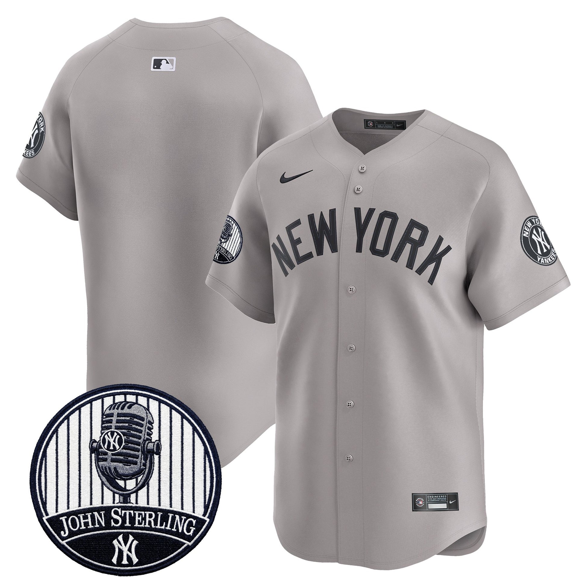 Men's Yankees John Sterling "The Voice of the Yankees" Tribute Patch Vapor Premier Limited Jersey V3 - All Stitched