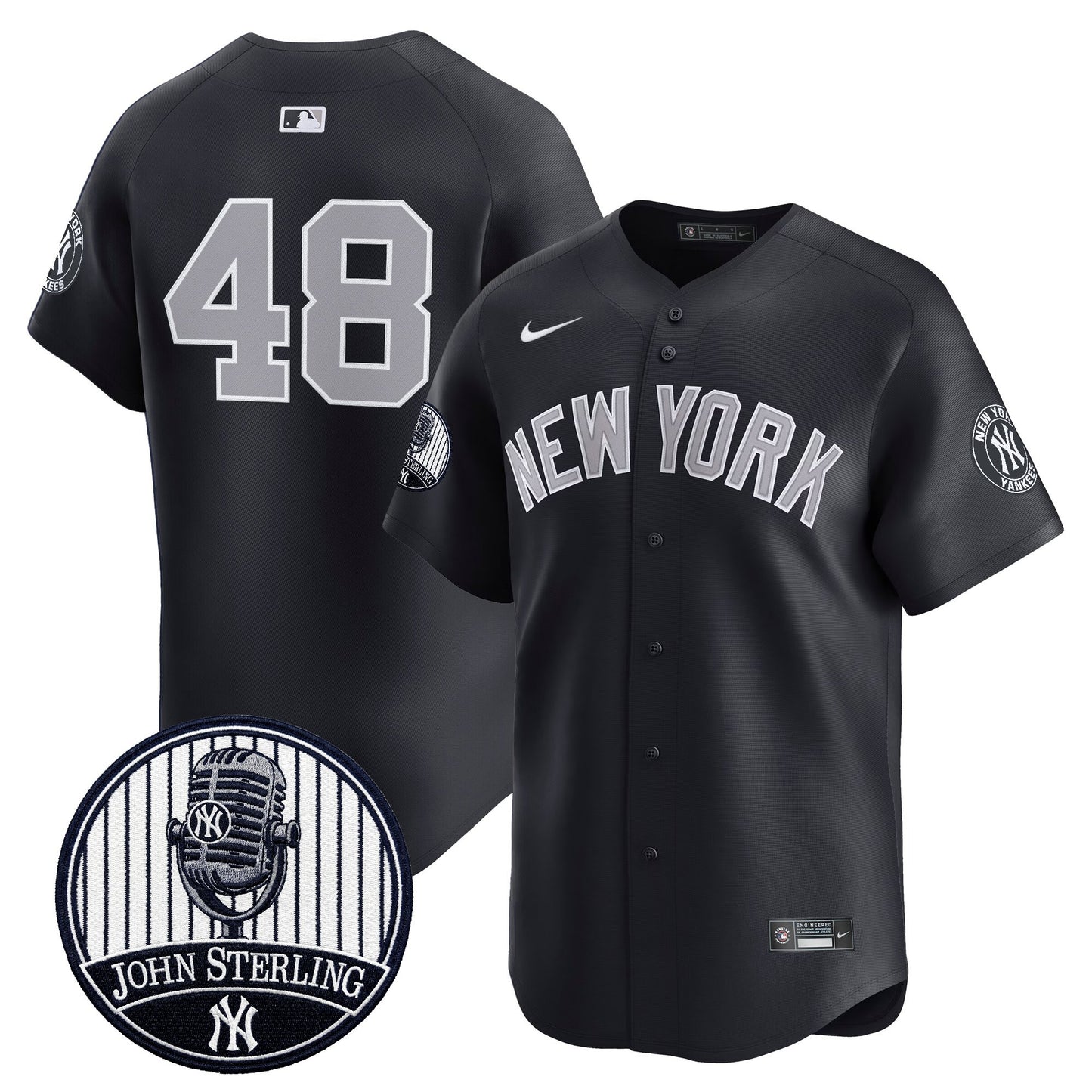 Men's Yankees John Sterling "The Voice of the Yankees" Tribute Patch Vapor Premier Limited Jersey V3 - All Stitched