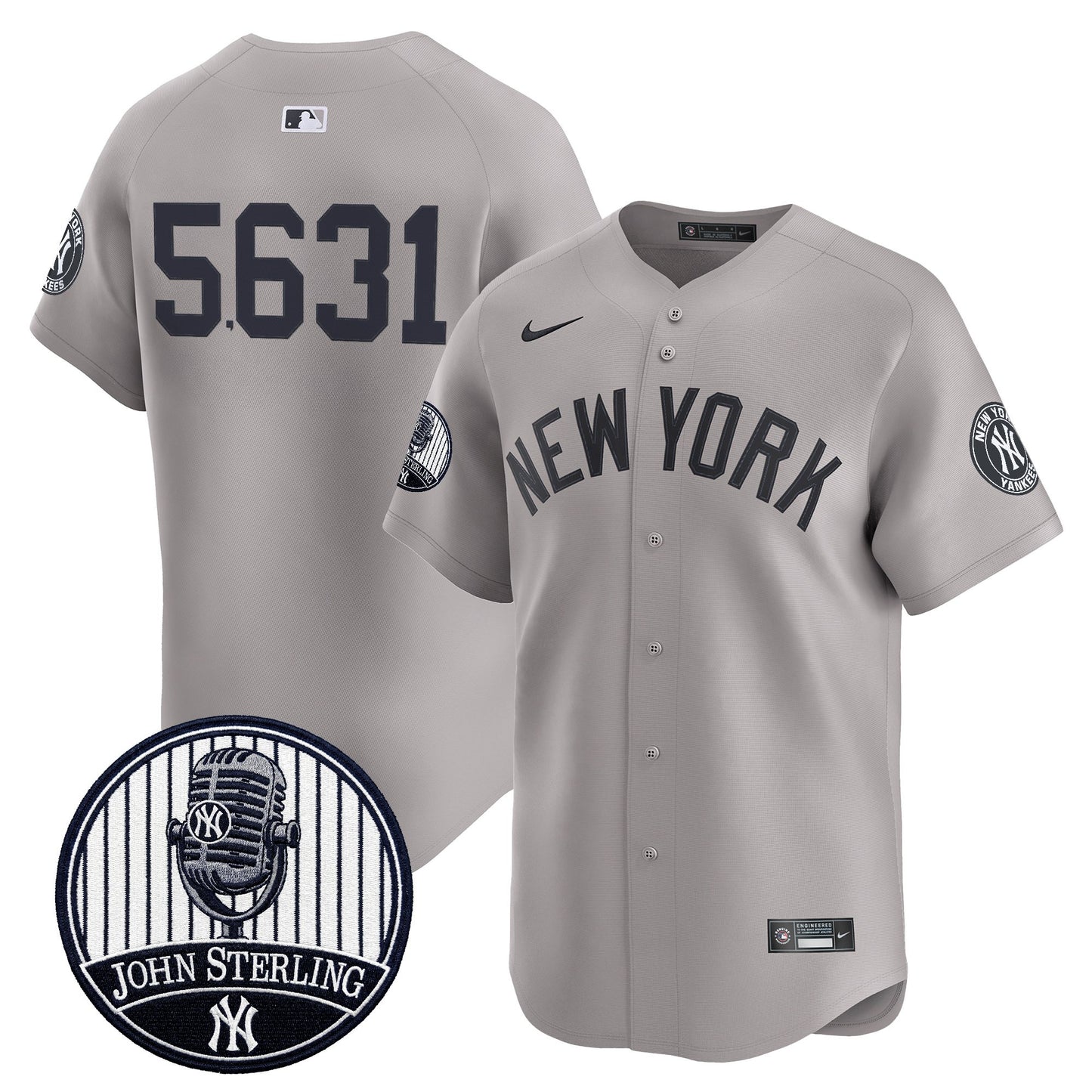 Men's Yankees John Sterling "The Voice of the Yankees" Tribute Patch Vapor Premier Limited Jersey V3 - All Stitched