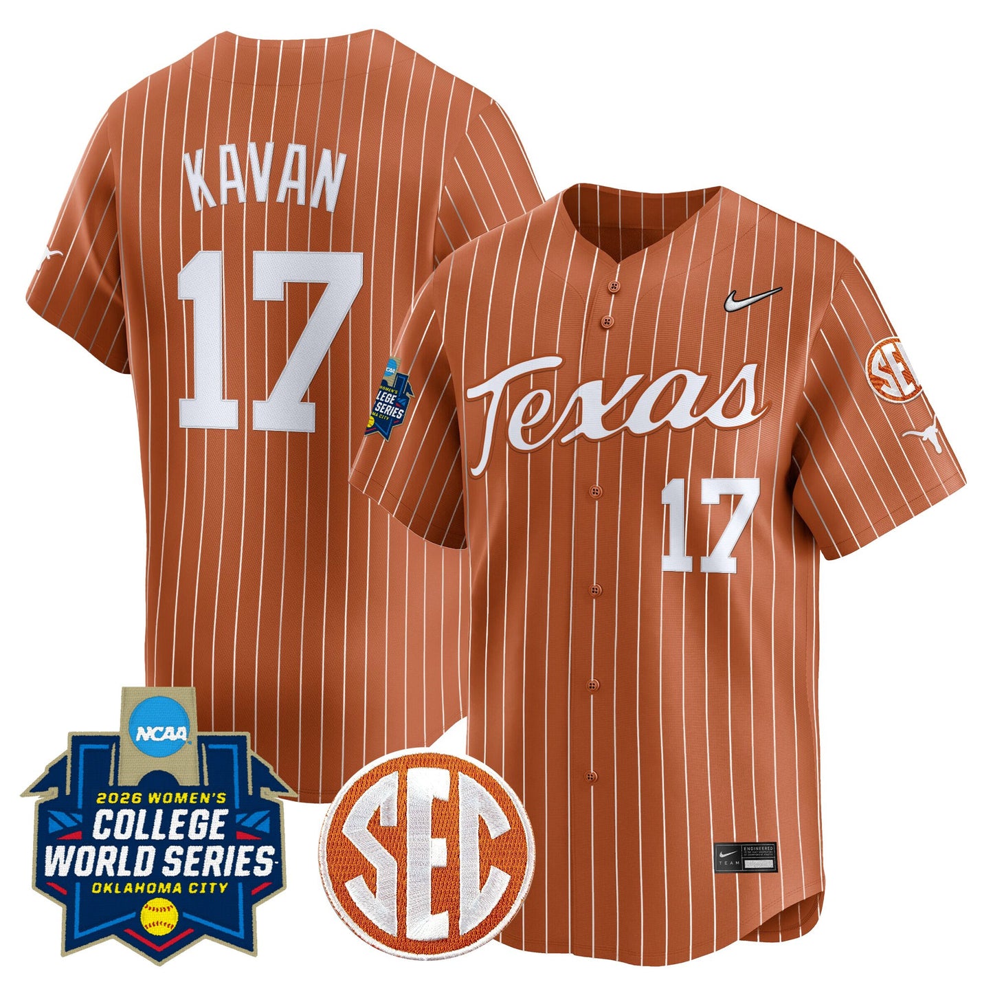 Men's size - Texas Longhorns Softball 2026 World Series (WCWS) Vapor Premier Limited Jersey - All Stitched