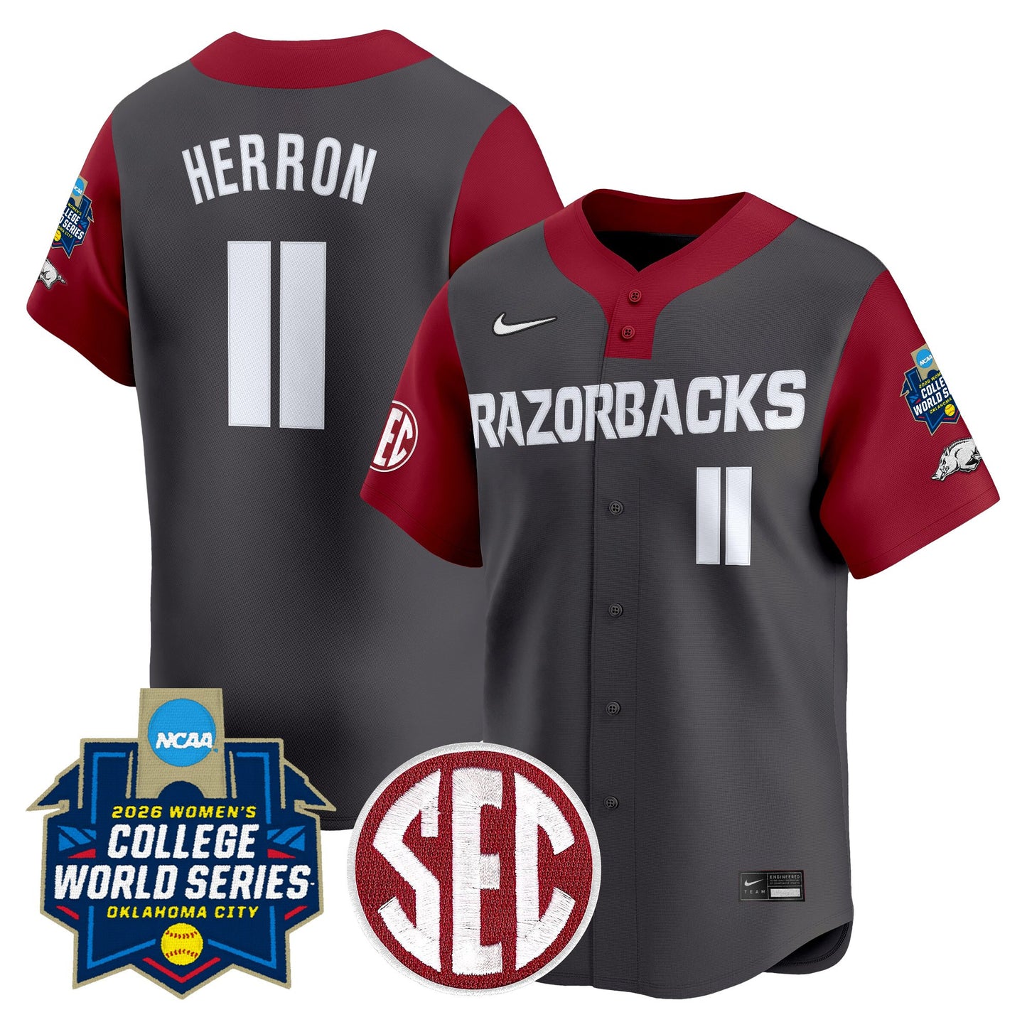 Men's Size - Arkansas Softball 2026 World Series (WCWS) Vapor Premier Limited Jersey - All Stitched