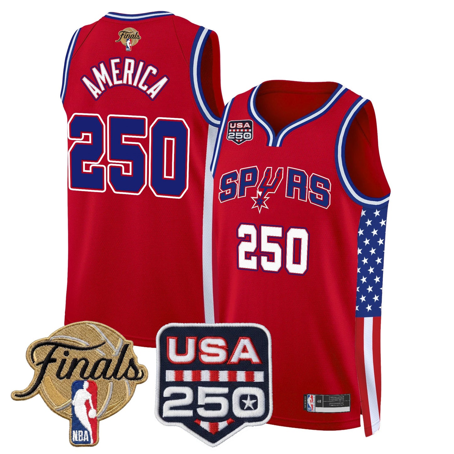 Men's San Antonio Spurs "America 250 Edition" 2026 Finals Patch Swingman Jersey - All Stitched