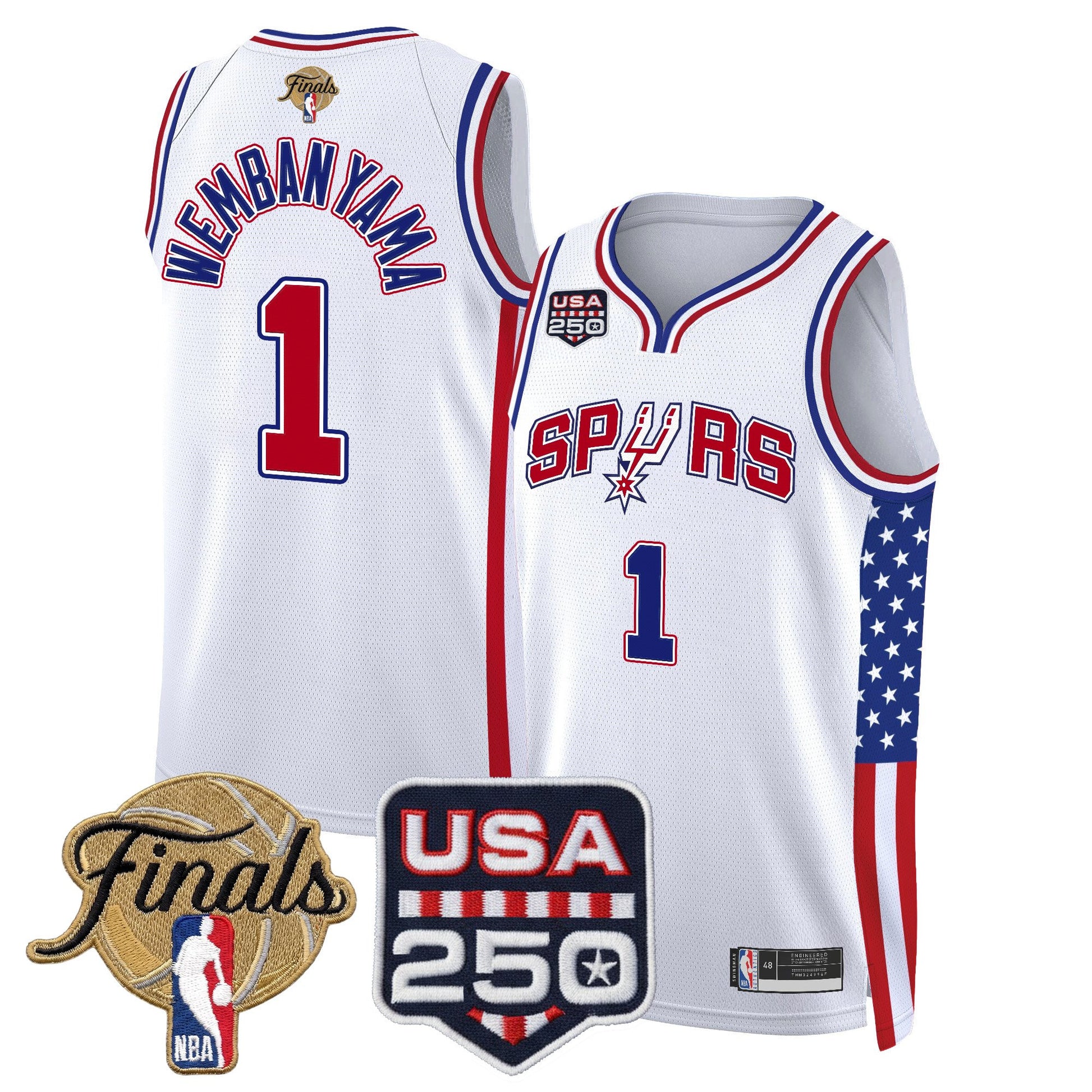 Men's San Antonio Spurs "America 250 Edition" 2026 Finals Patch Swingman Jersey - All Stitched