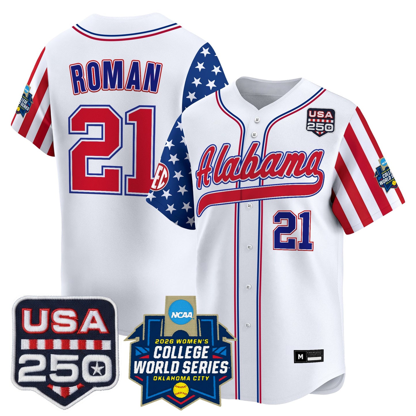 Men's Size - Alabama Softball "America 250 Edition" Vapor Premier Limited Jersey - 2026 World Series (WCWS) - All Stitched