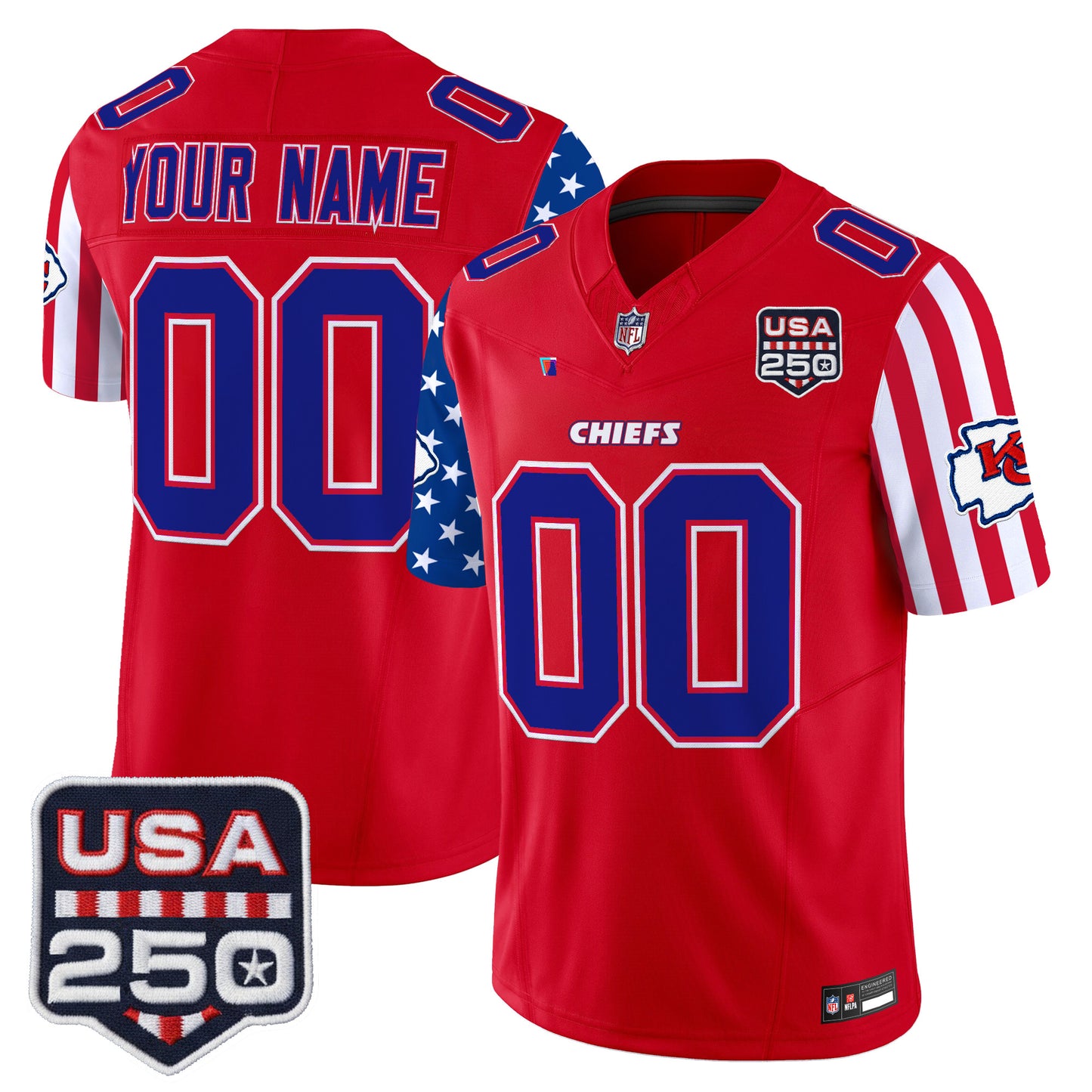 Chiefs "America 250 Edition" Vapor Limited Custom Jersey - All Stitched