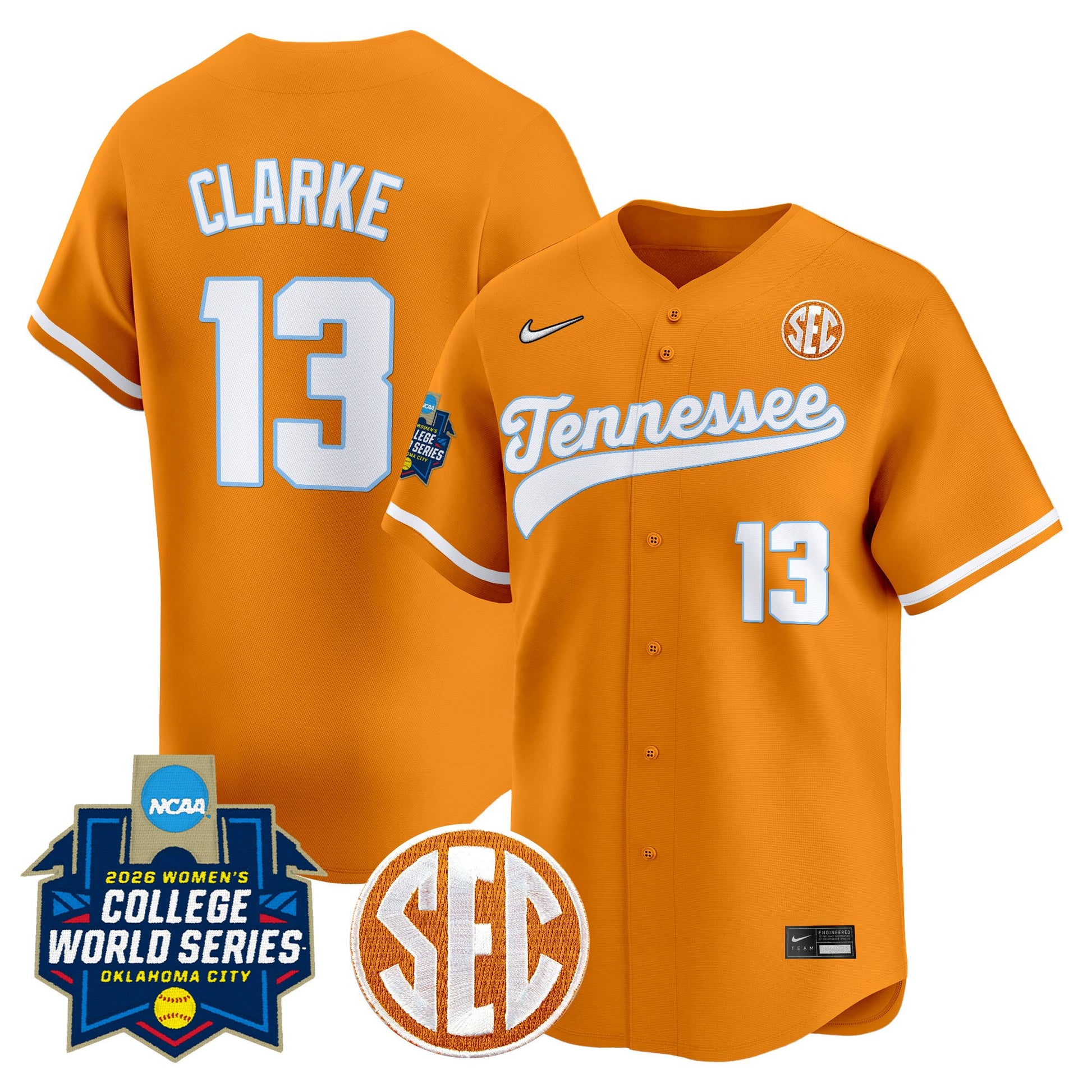 Men's Size - Tennessee Volunteers Softball 2026 World Series (WCWS) Vapor Premier Limited Jersey - All Stitched