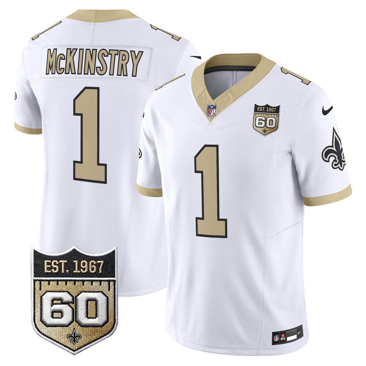 Men's New Orleans Saints 60th Anniversary Patch Vapor Jersey - Gameday Golds Edition - All Stitched
