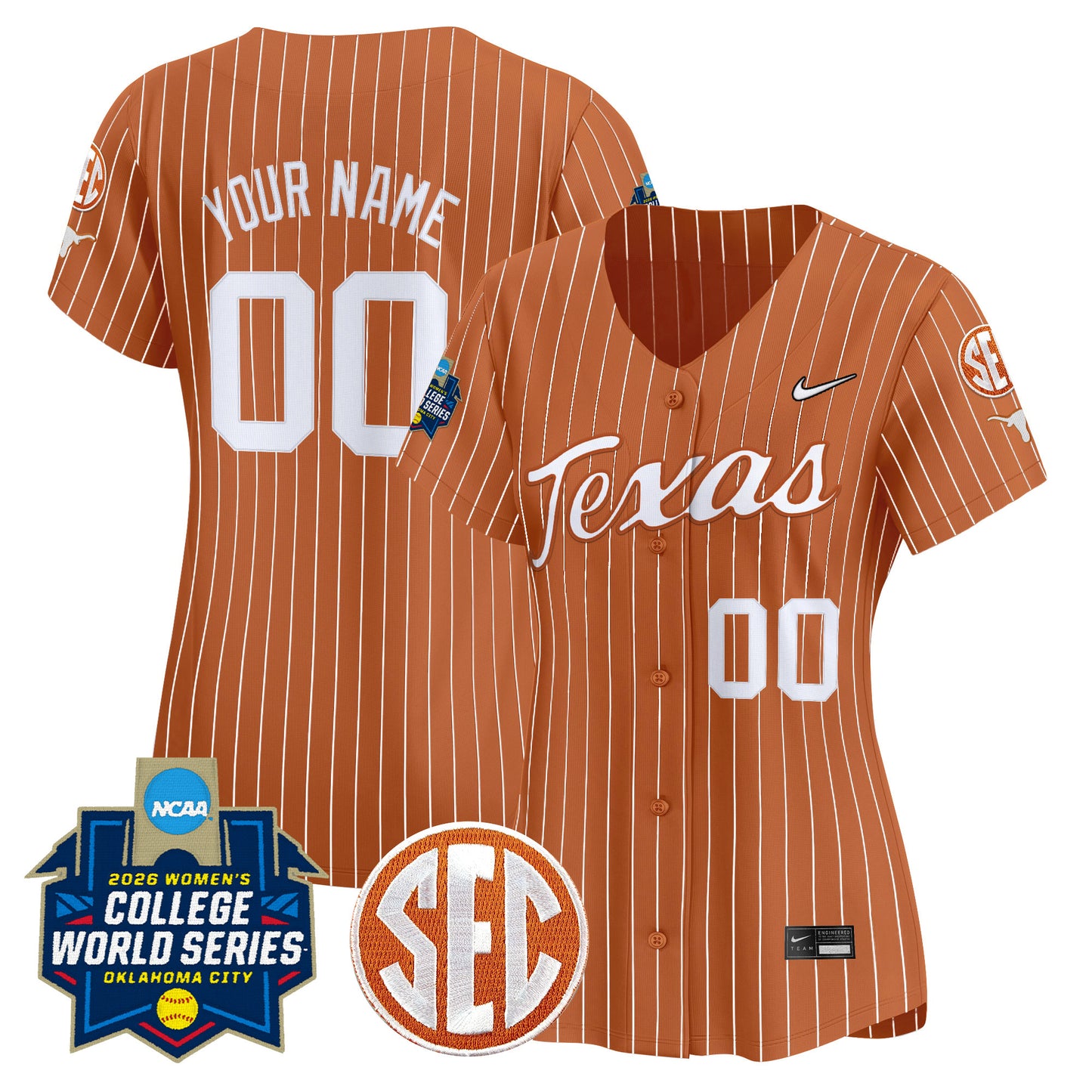 Texas Longhorns Softball 2026 World Series (WCWS) Vapor Premier Limited Custom Jersey - All Stitched