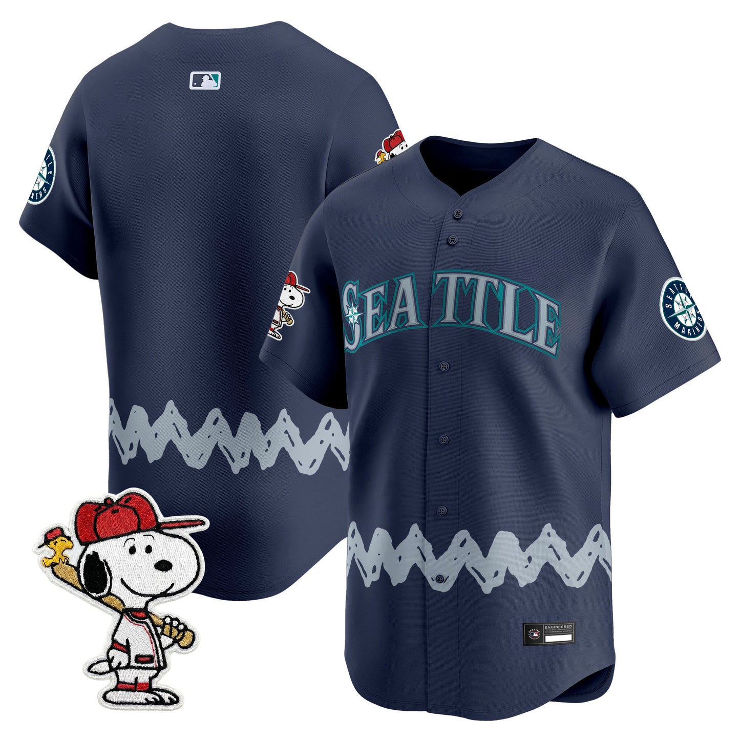 Men's Seattle Mariners x Peanuts Vapor Premier Limited Jersey - Stitched